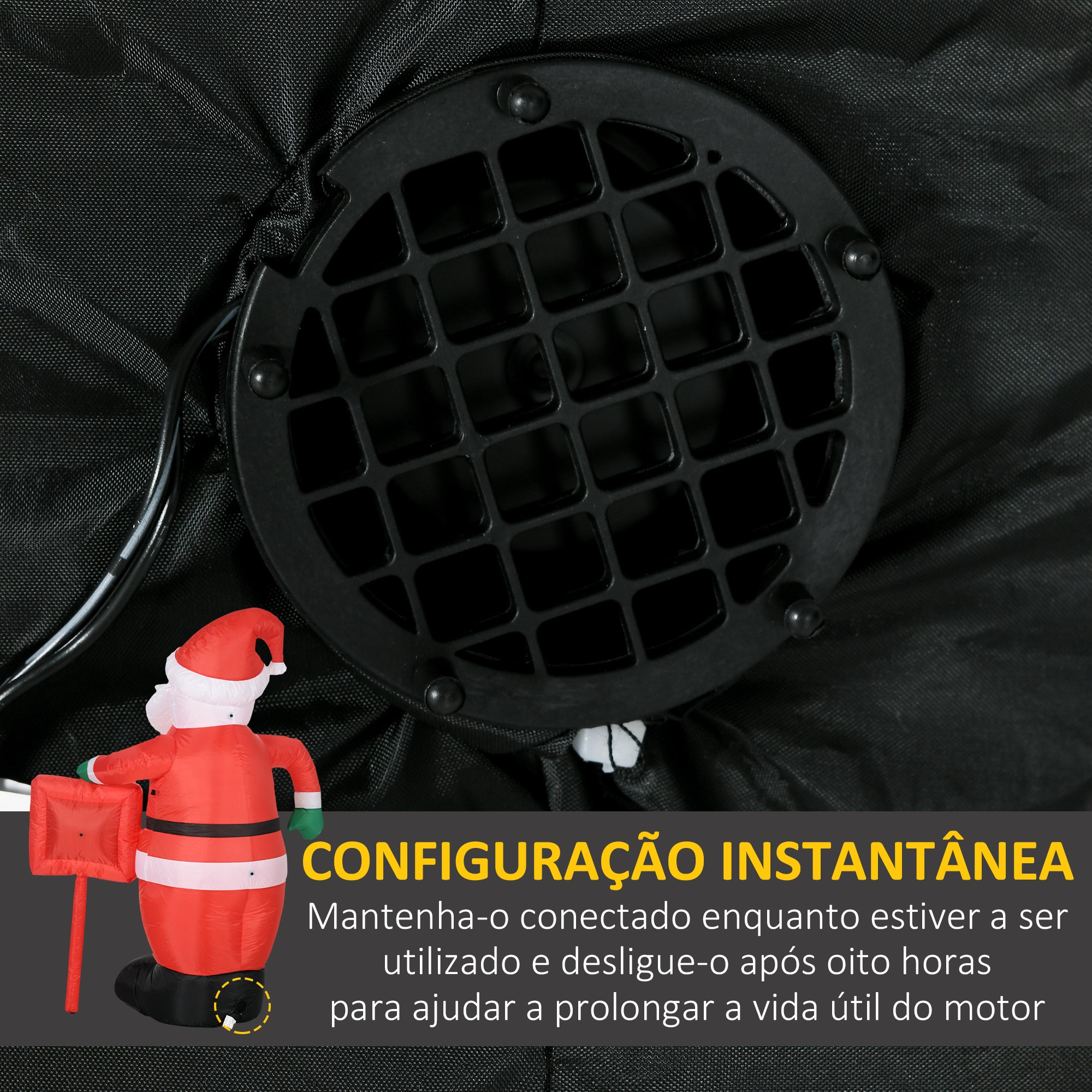 Decoração de Natal Pai Natal Insuflável – 120x65x180 cm – Vermelho – Tecido de poliéster