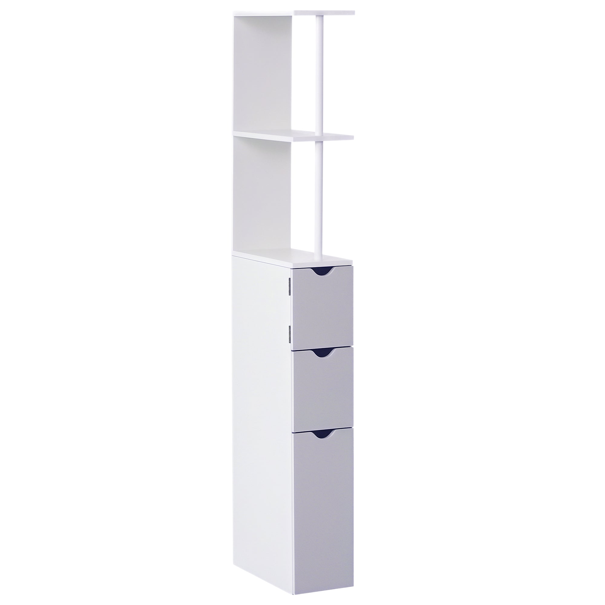 Armário Compacto de Casa de Banho 15x33x136,5 cm - Branco e Cinza