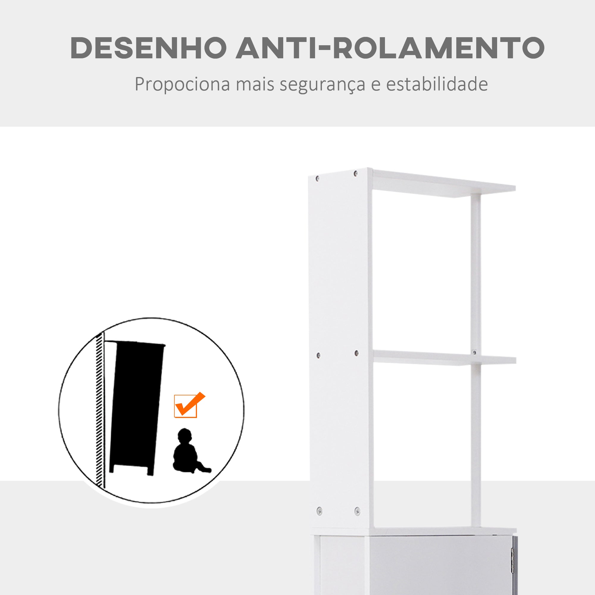 Armário Compacto de Casa de Banho 15x33x136,5 cm - Branco e Cinza