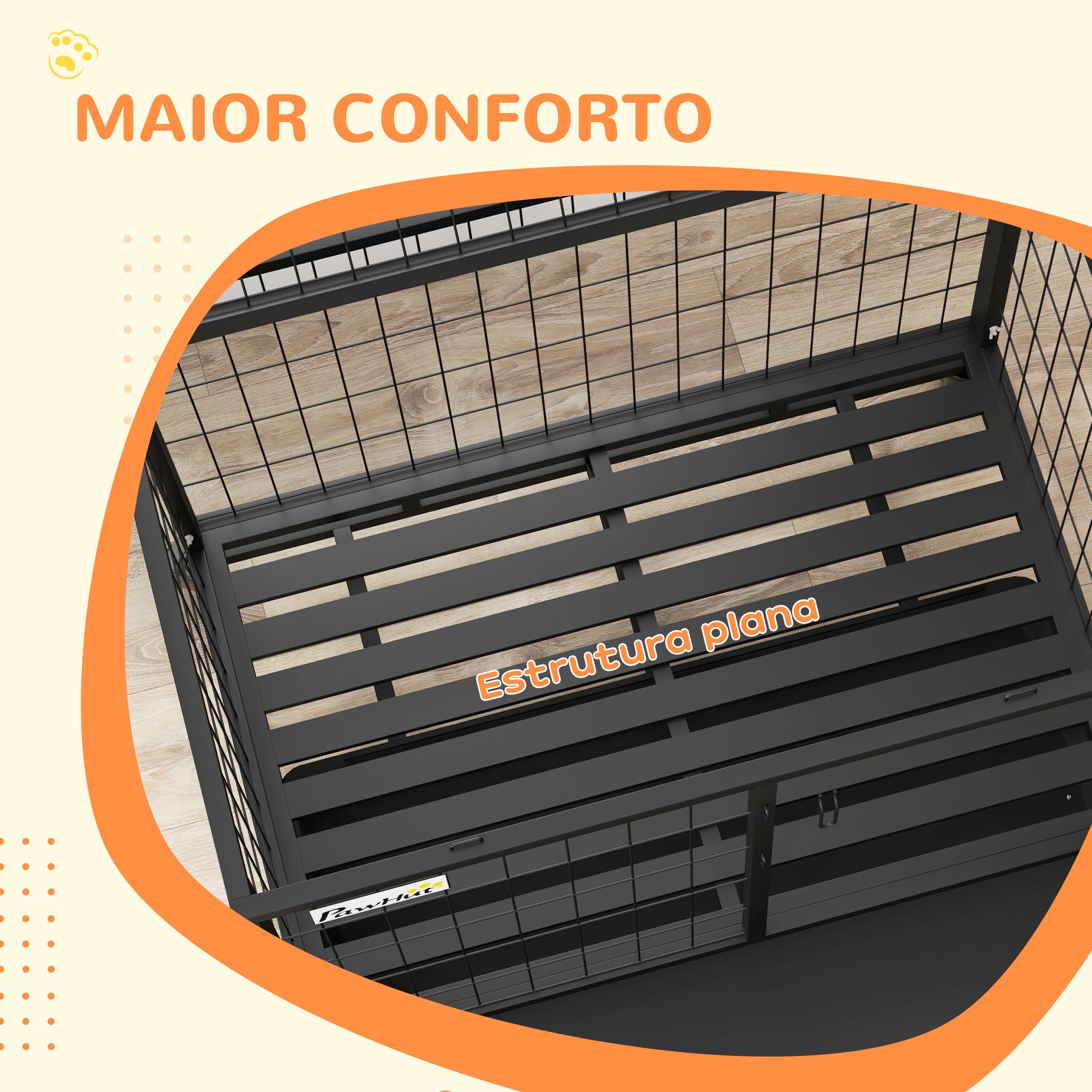 Gaiola para Cães com Tigela Rotativa e Rodas 92x62x73 cm - Preto