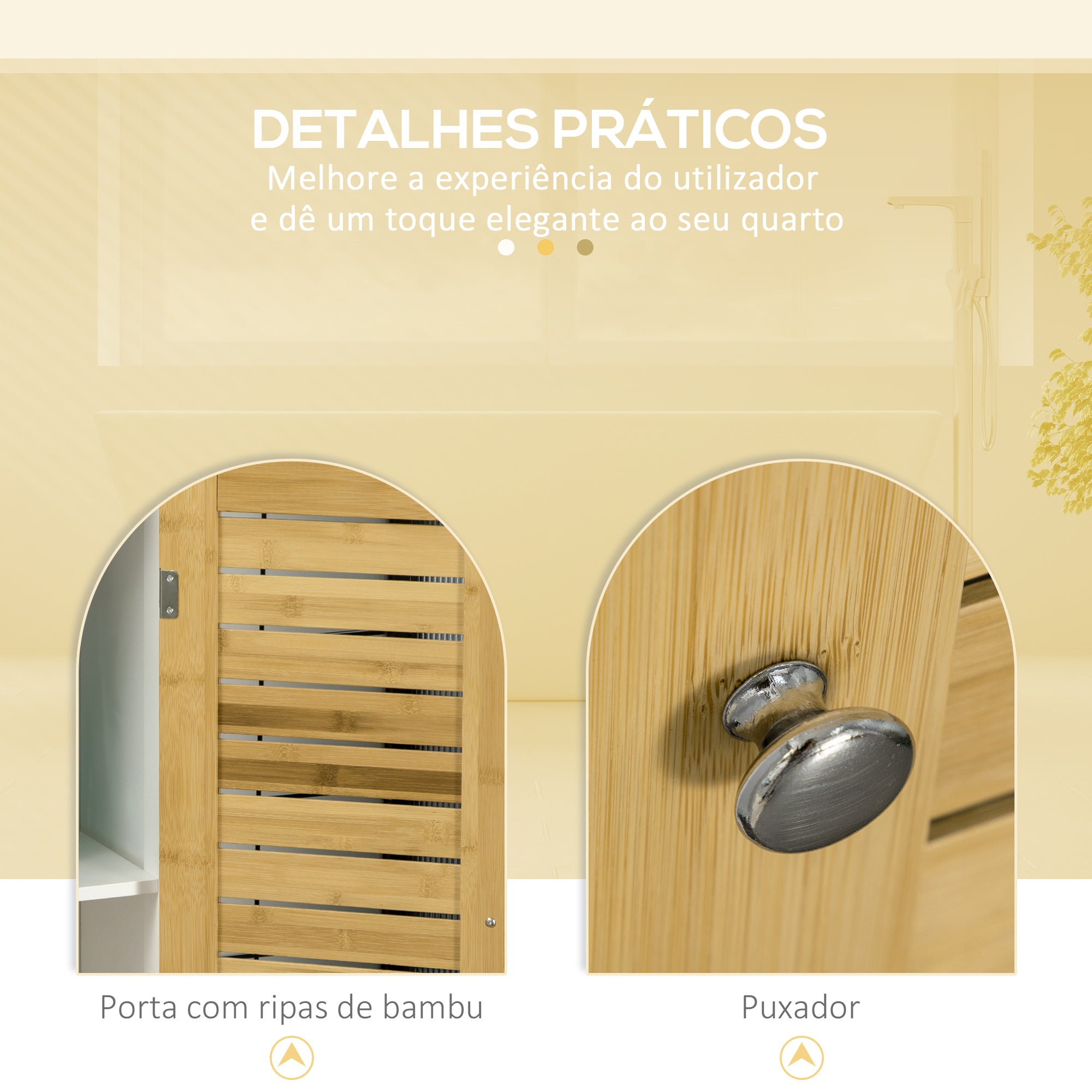 Coluna de Casa de Banho Compacta Branco e Madeira 35x27x171 cm