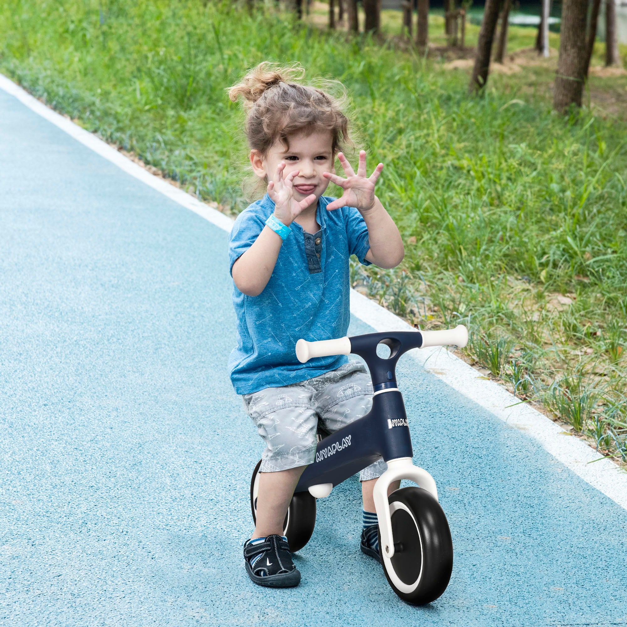 Bicicleta de Equilíbrio Azul 67,5x32x44 cm para Crianças de 18-36 Meses