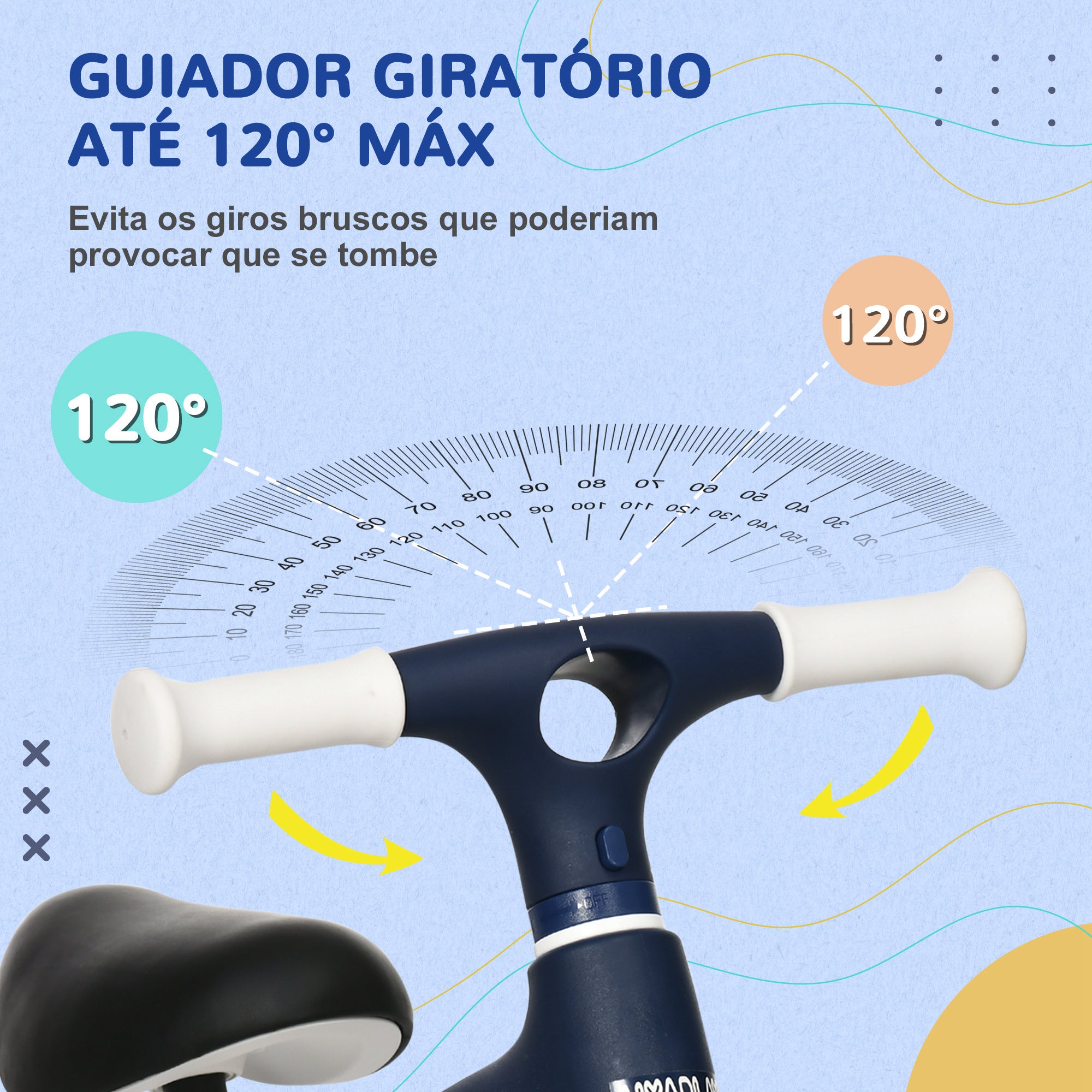 Bicicleta de Equilíbrio Azul 67,5x32x44 cm para Crianças de 18-36 Meses