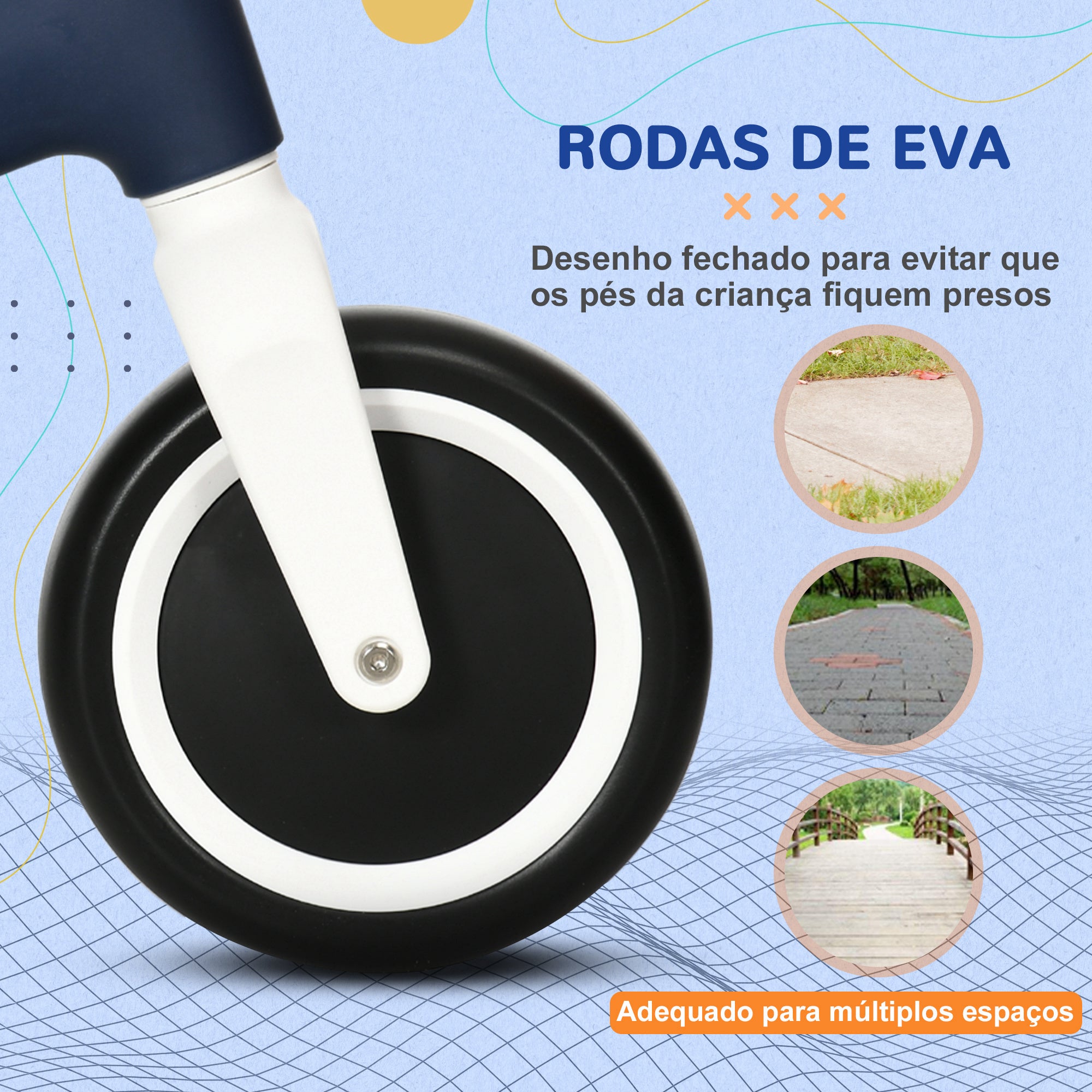 Bicicleta de Equilíbrio Azul 67,5x32x44 cm para Crianças de 18-36 Meses