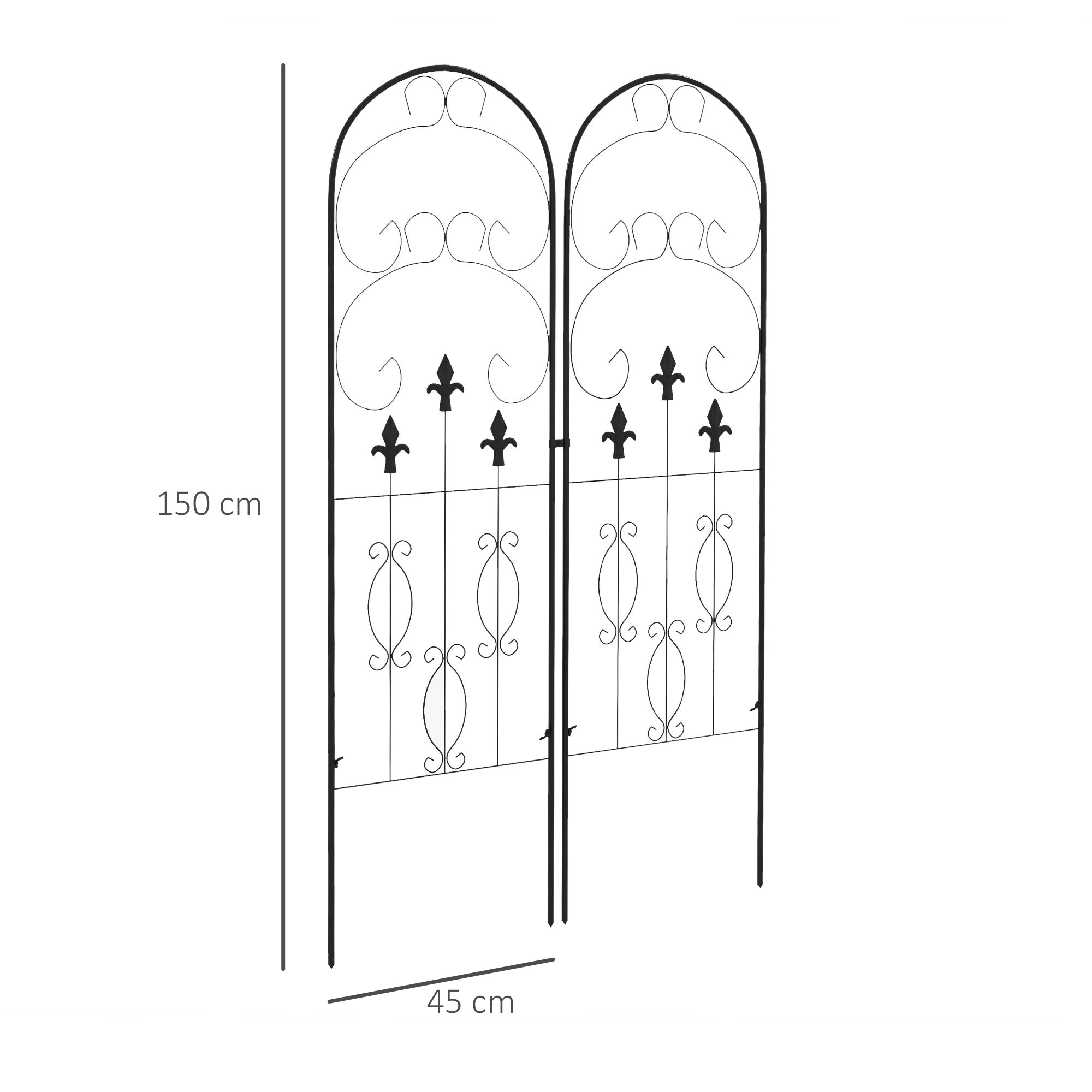 Treliças de Jardim Suportes para Trepadeiras 45x150 cm - Cor Preto