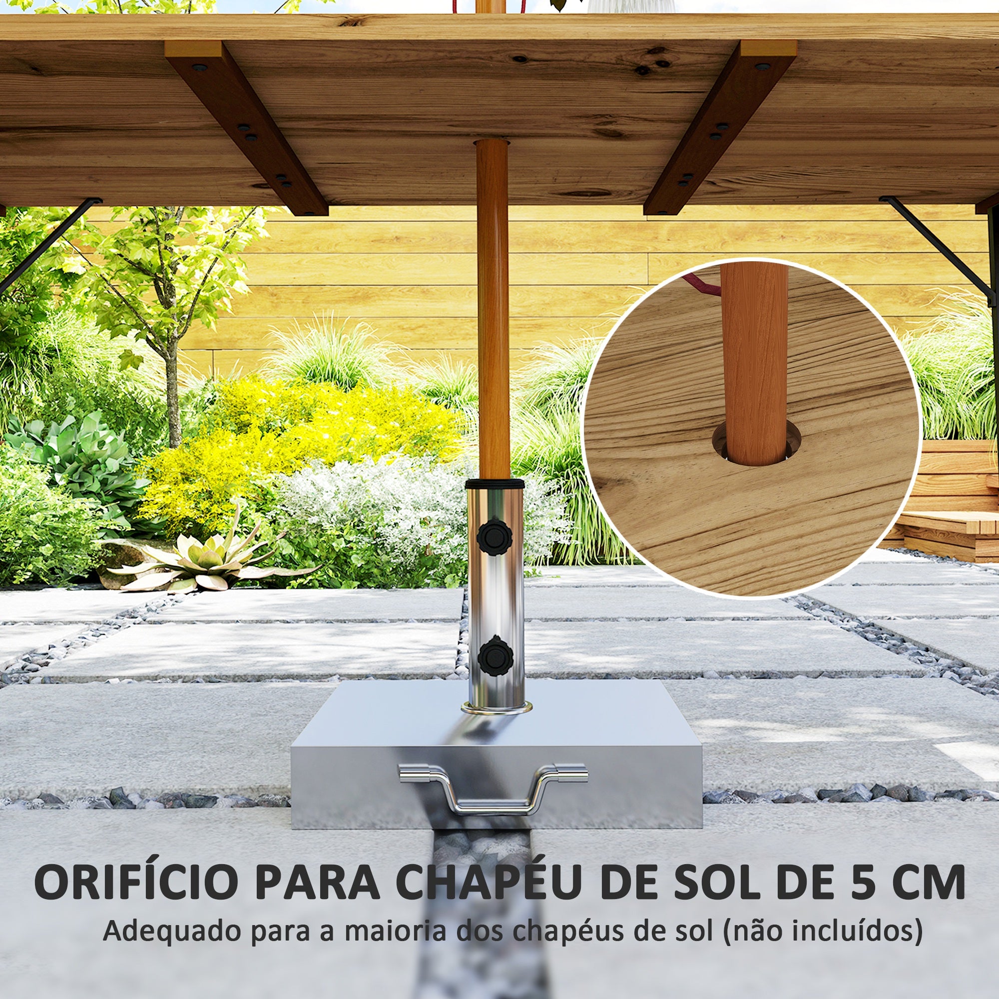 Mesa de Jardim Retangular 175x80x75 cm - Madeira e Preto