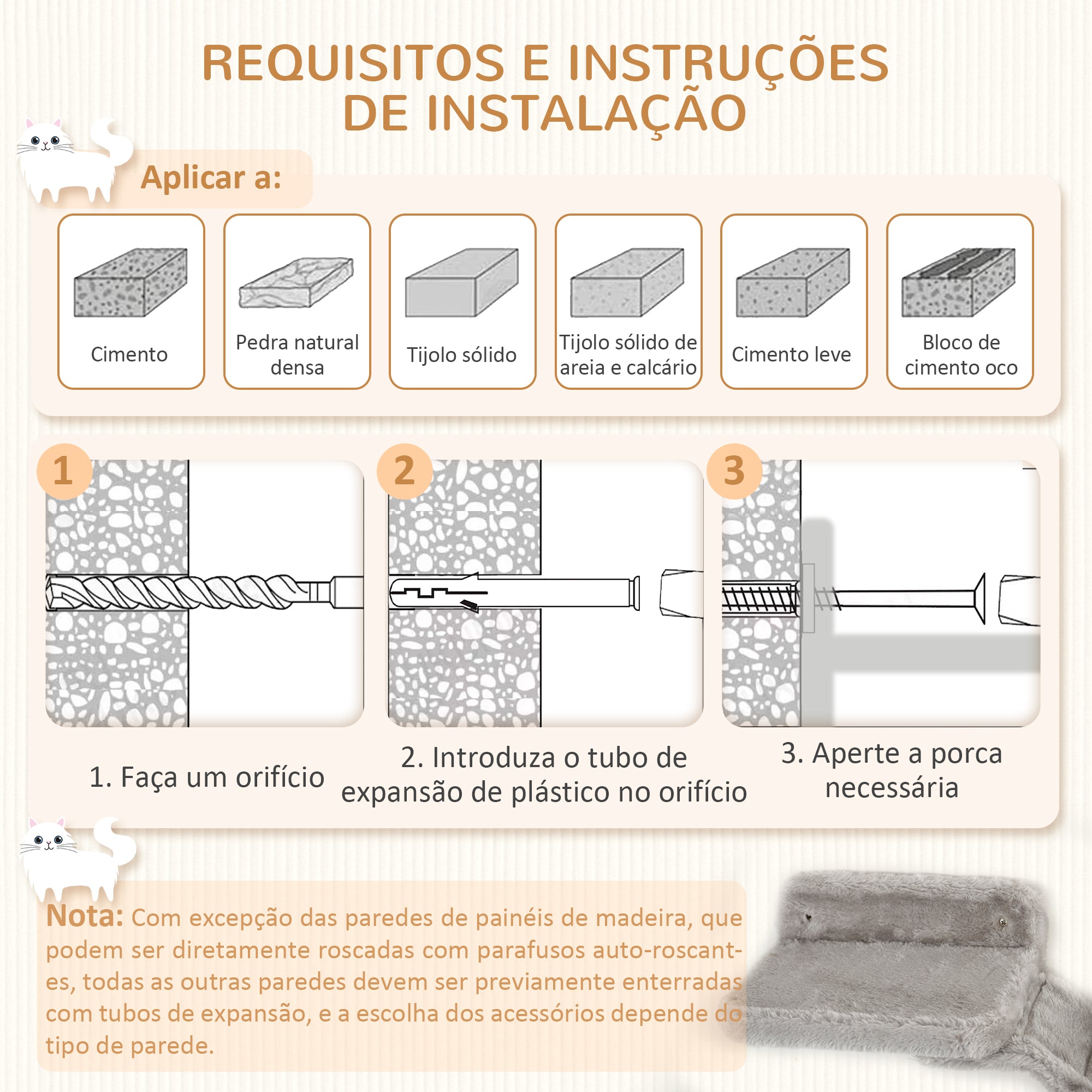 Conjunto de Prateleiras para Gatos Ø30×96 cm - Cinza e Bege