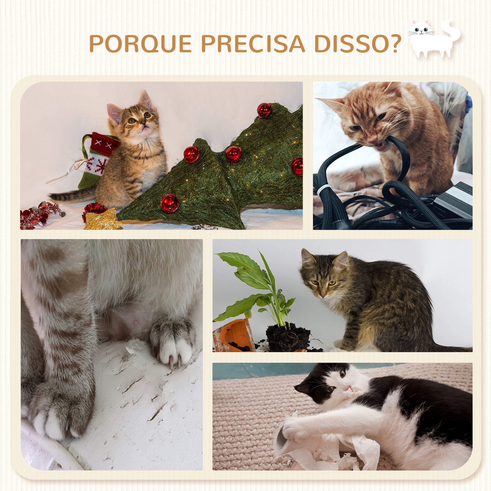 Conjunto de Prateleiras para Gatos Ø30×96 cm - Cinza e Bege