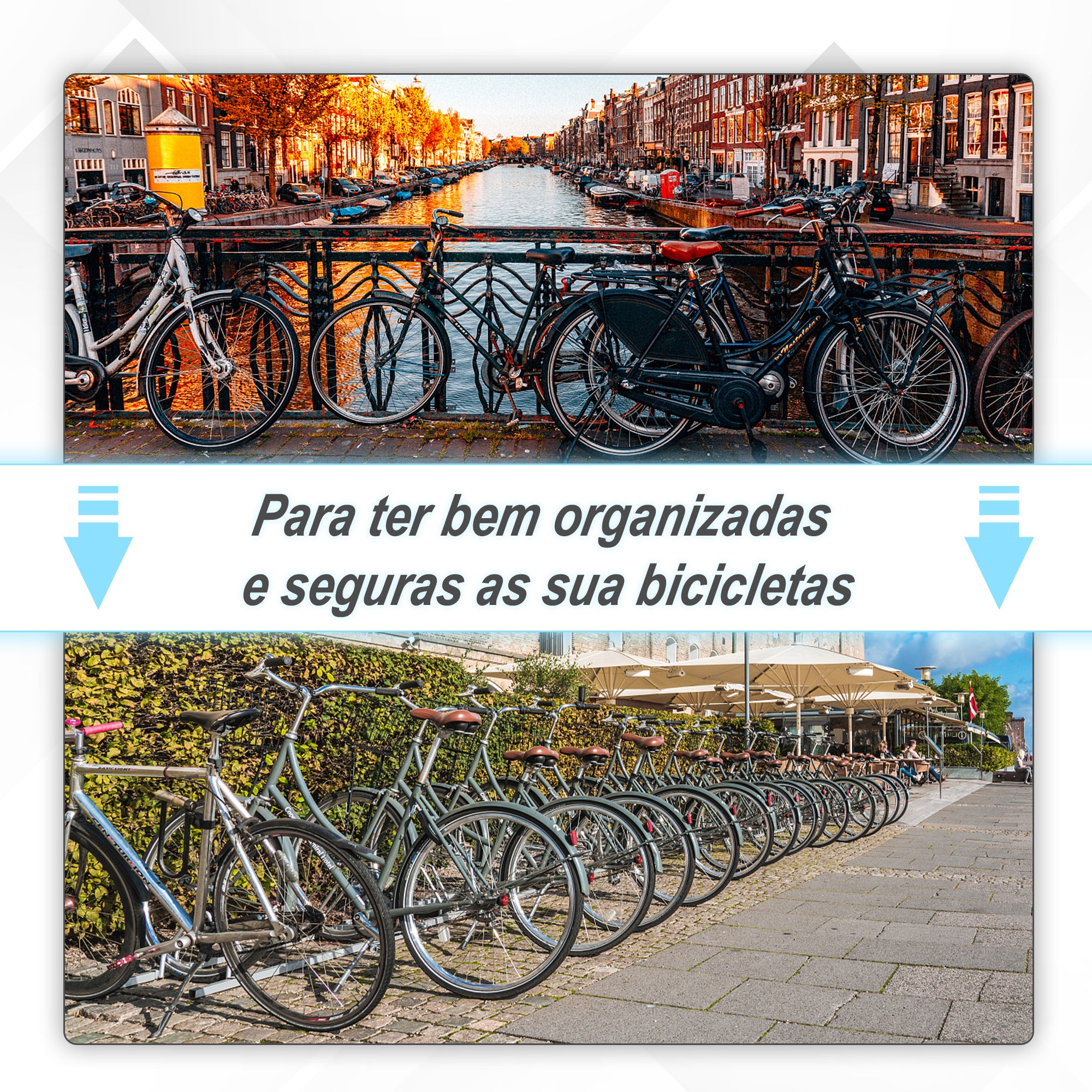 Estacionamento para Bicicletas – 145x33x27cm – Prata – Aço