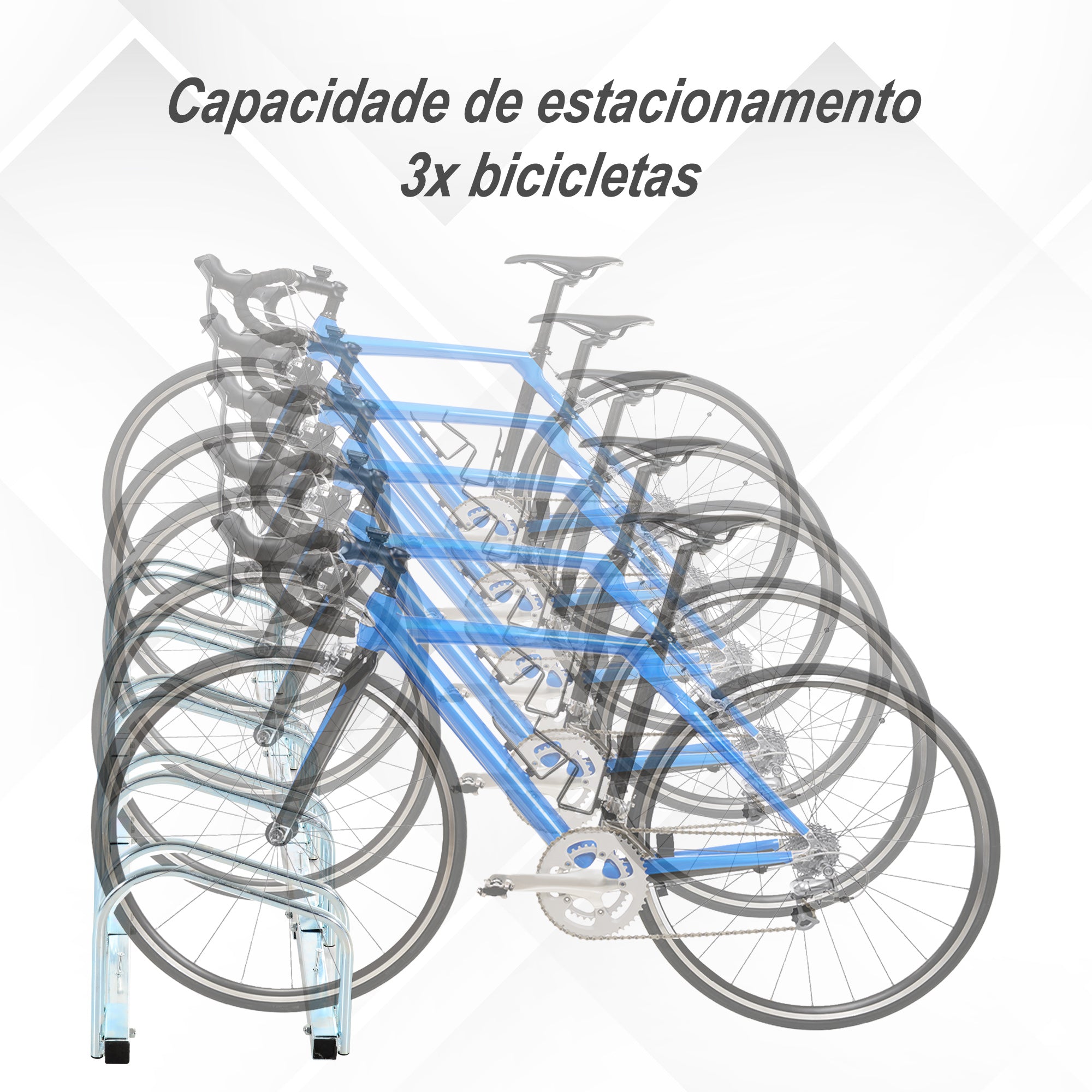 Estacionamento para Bicicletas – 145x33x27cm – Prata – Aço