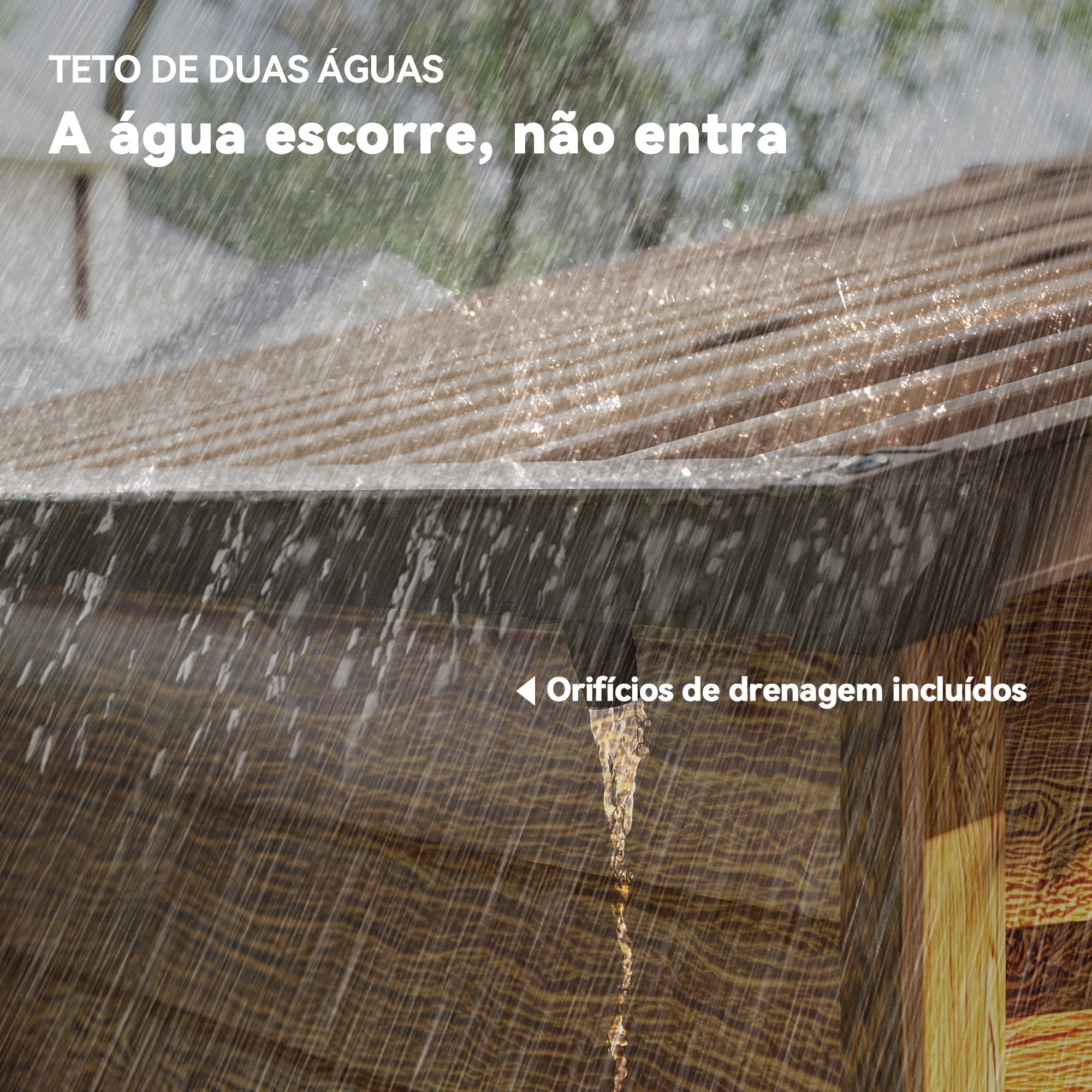 Abrigo de Jardim Metálico 152x235,7x208,7 cm - Madeira e Marrom