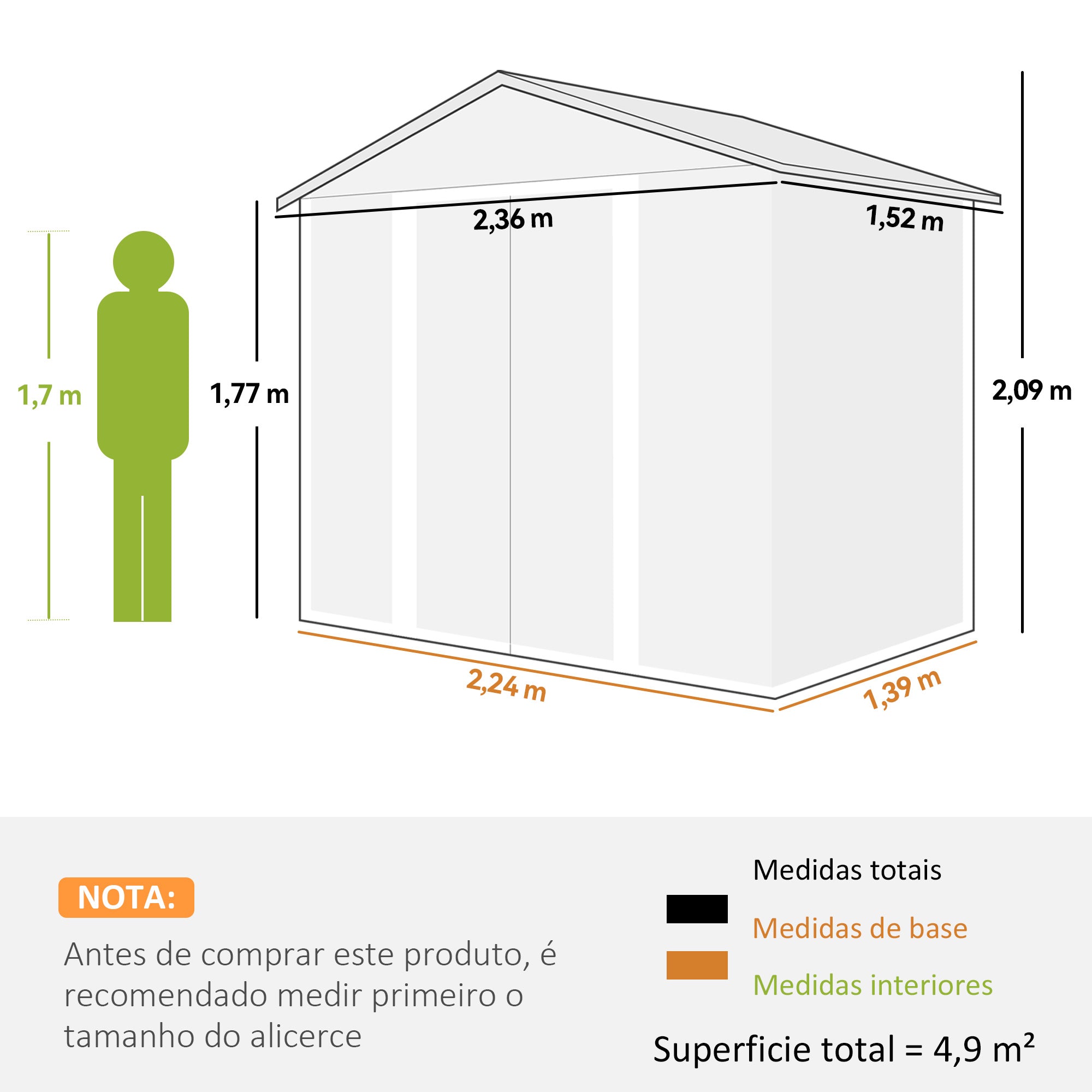 Abrigo de Jardim Metálico 152x235,7x208,7 cm - Madeira e Marrom