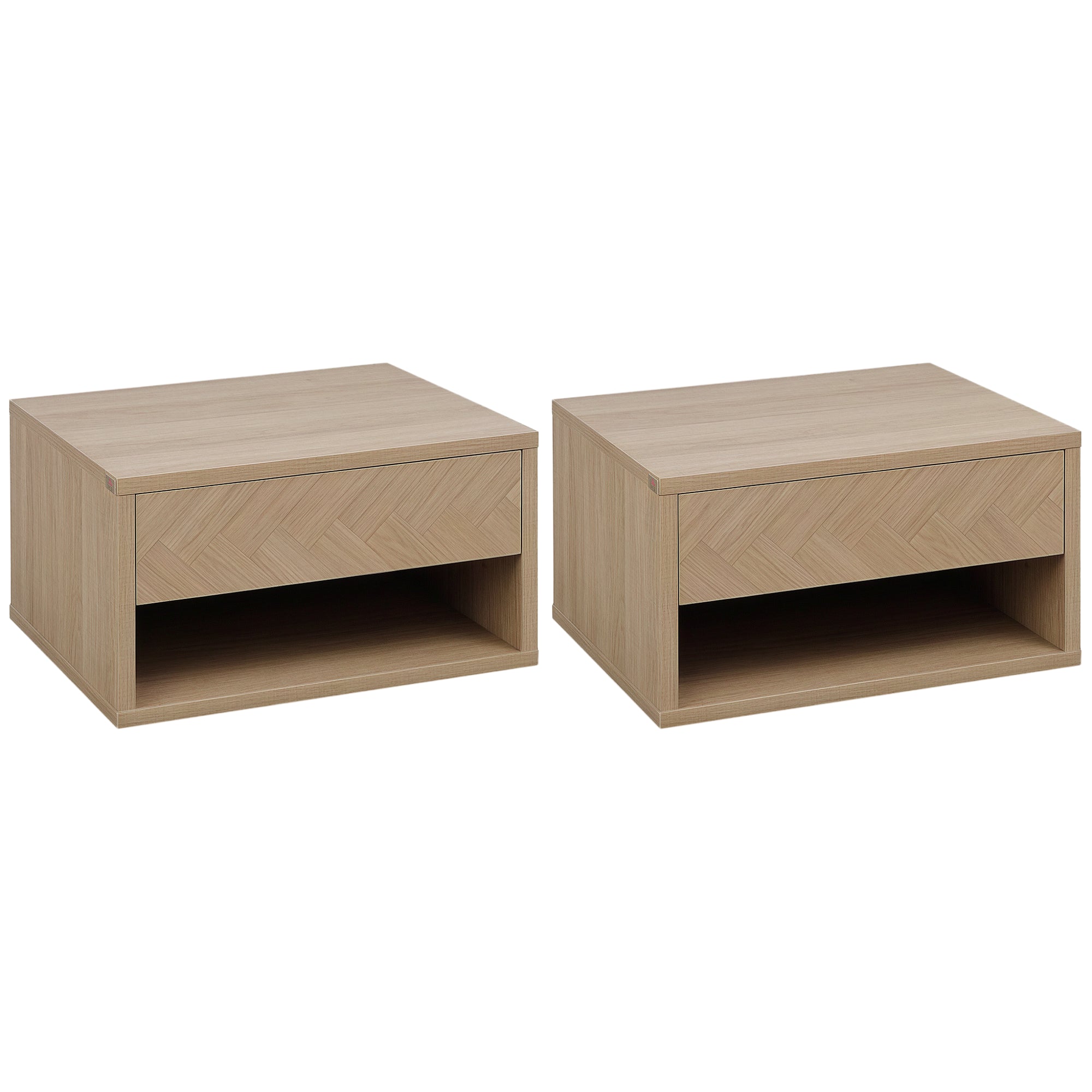 Mesas de Cabeceira Flutuantes 37x32x21 cm - Cor de Madeira Natural