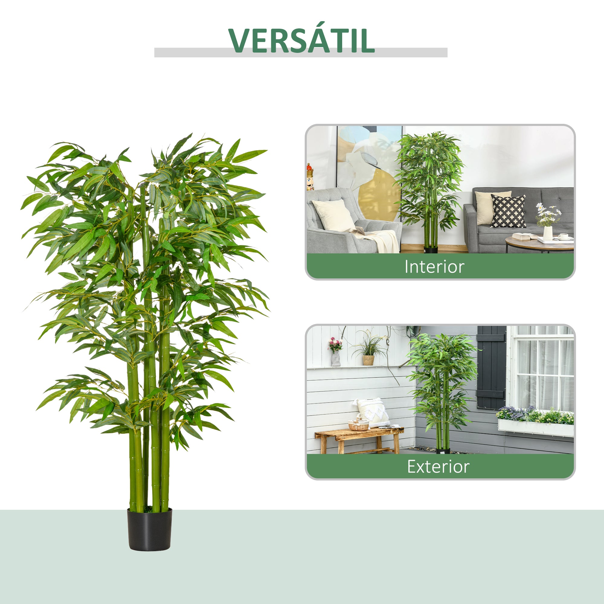 Planta Artificial de Bambu – 160 cm – Verde – PE e Cimento