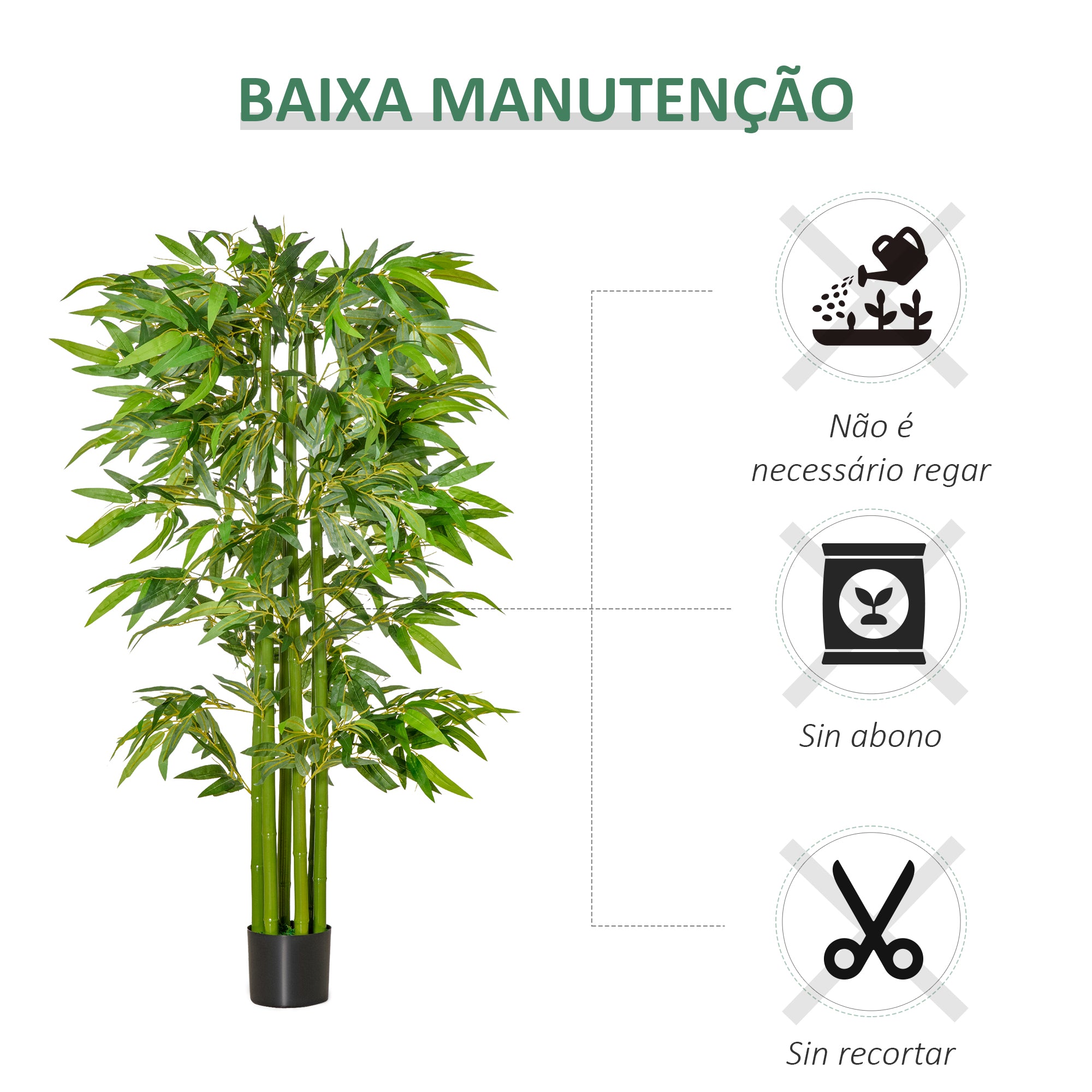 Planta Artificial de Bambu – 160 cm – Verde – PE e Cimento