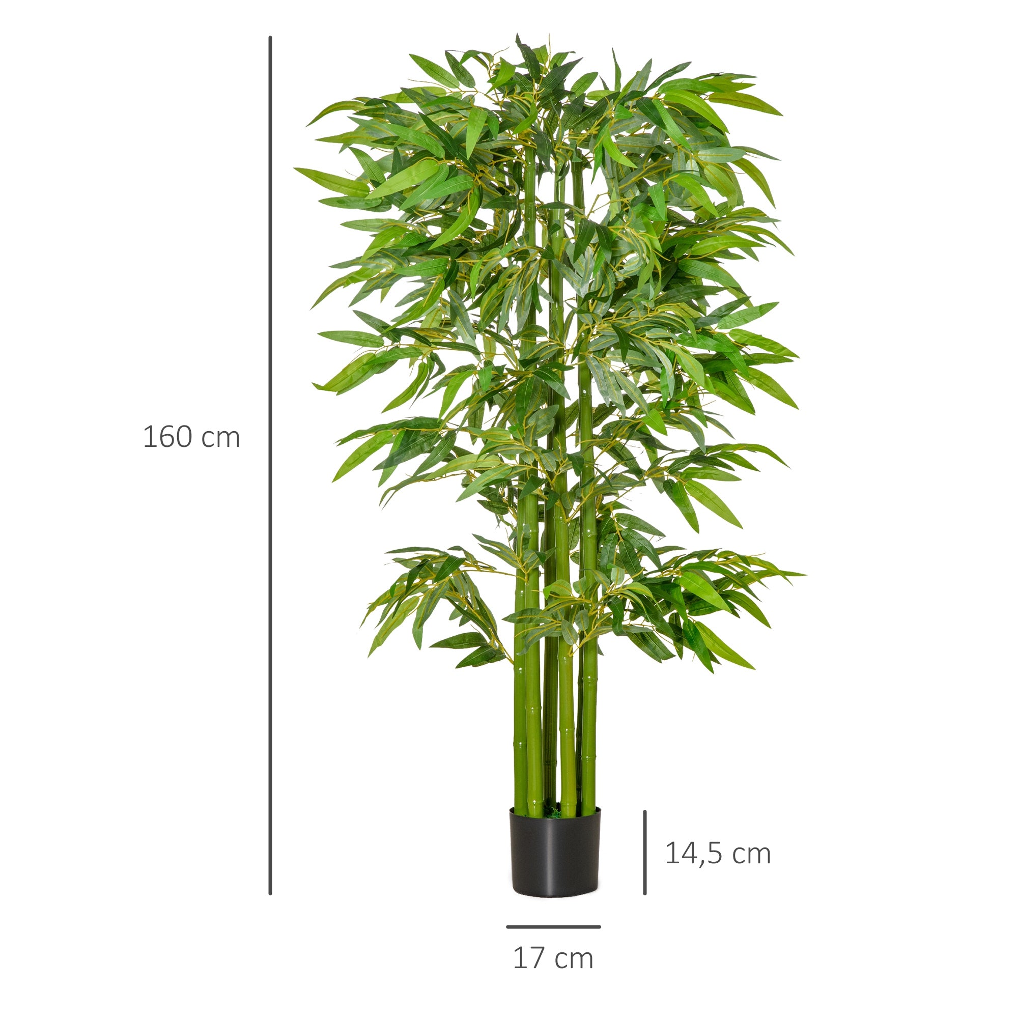 Planta Artificial de Bambu – 160 cm – Verde – PE e Cimento
