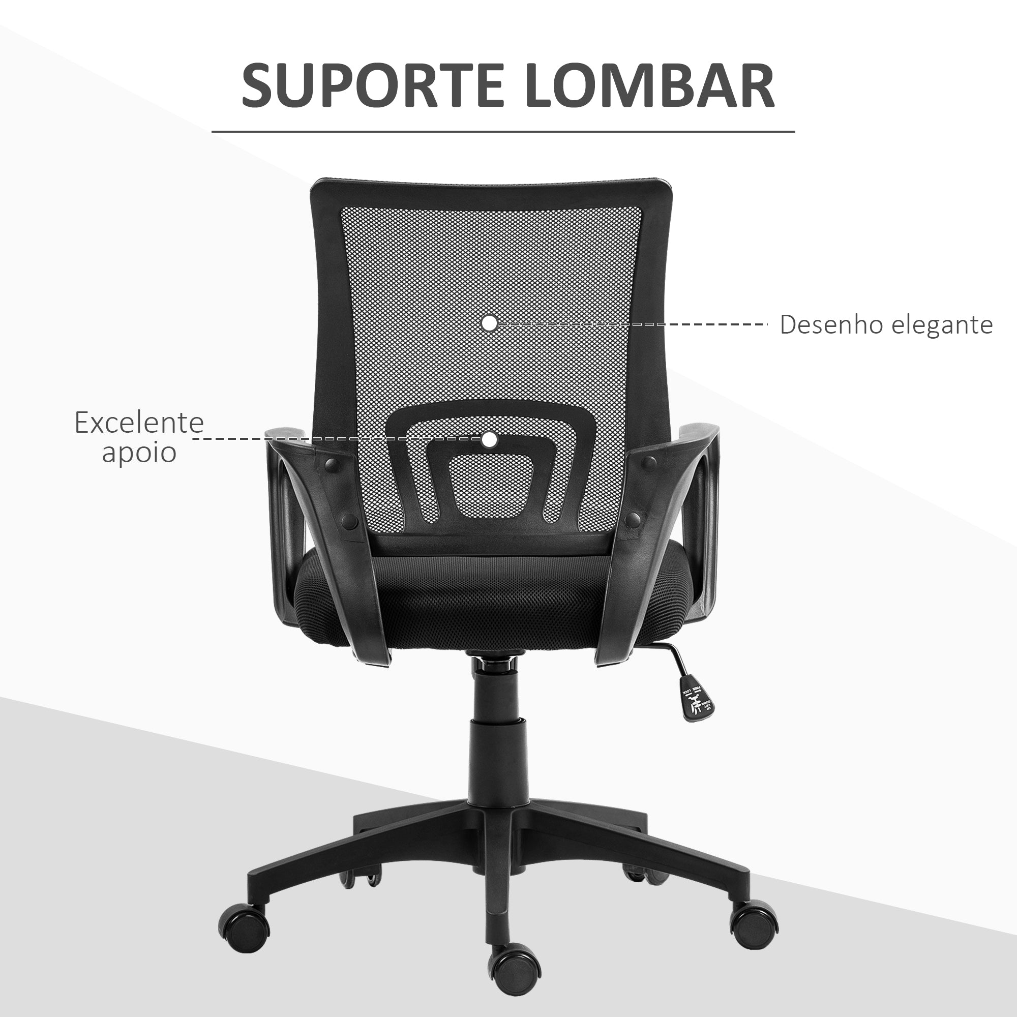 Cadeira de Escritório de Malha Giratória Preto 57x55x89-109 cm