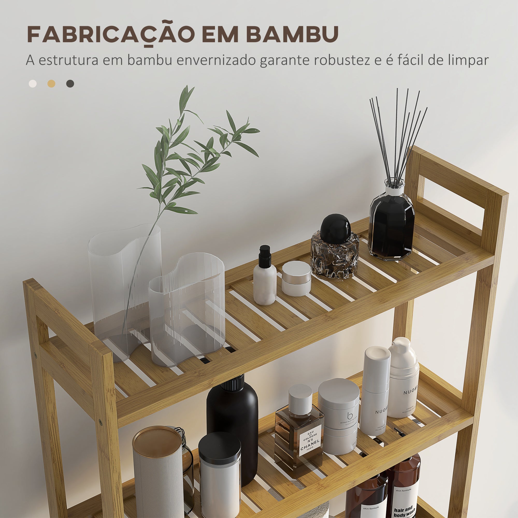 Estante sobre Sanita de Bambu Natural 68x20x165 cm