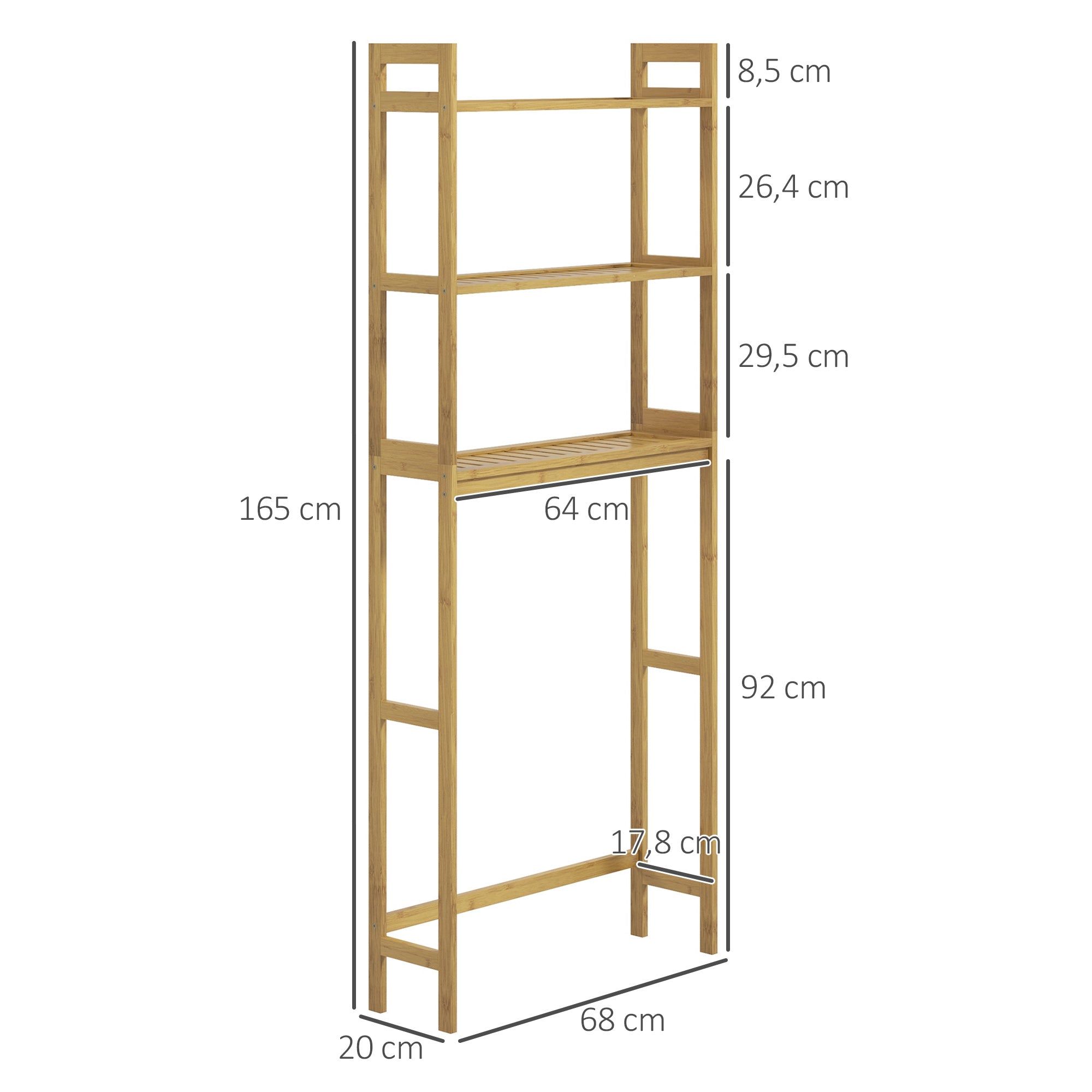 Estante sobre Sanita de Bambu Natural 68x20x165 cm