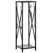 Suporte para Lenha Preto 34x34x111 cm - Estante com Acessórios para Lareira