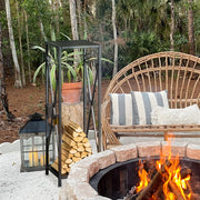 Suporte para Lenha – 34x34x111 cm – Preto – Metal