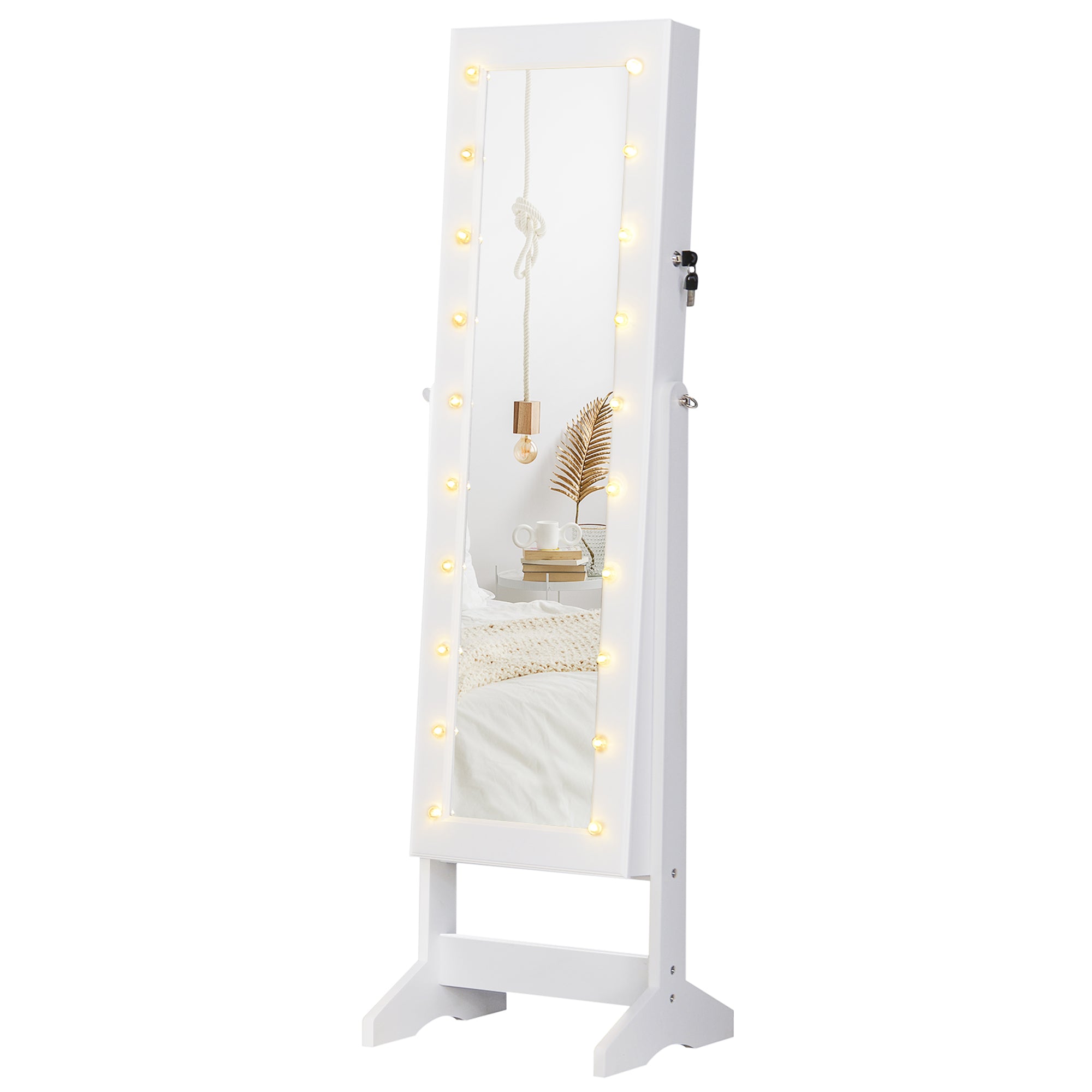Armário para Joias LED Reclinável 40x37x146 cm Branco