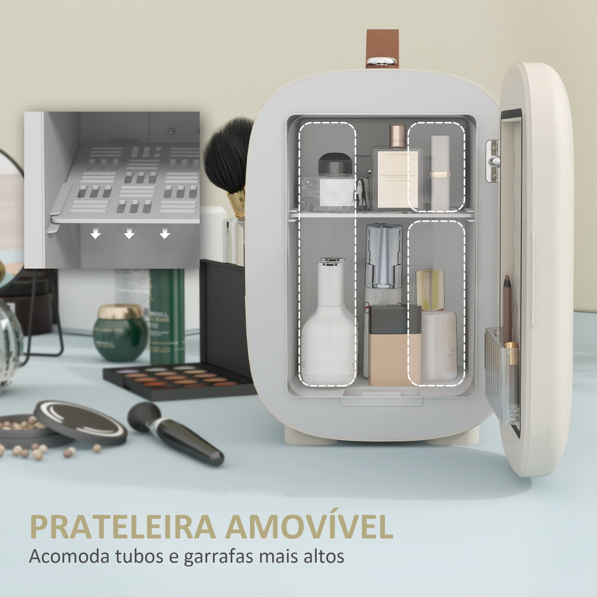 Mini Frigorífico de Cosméticos 4L - Creme Branco 20,3x26,3x28 cm