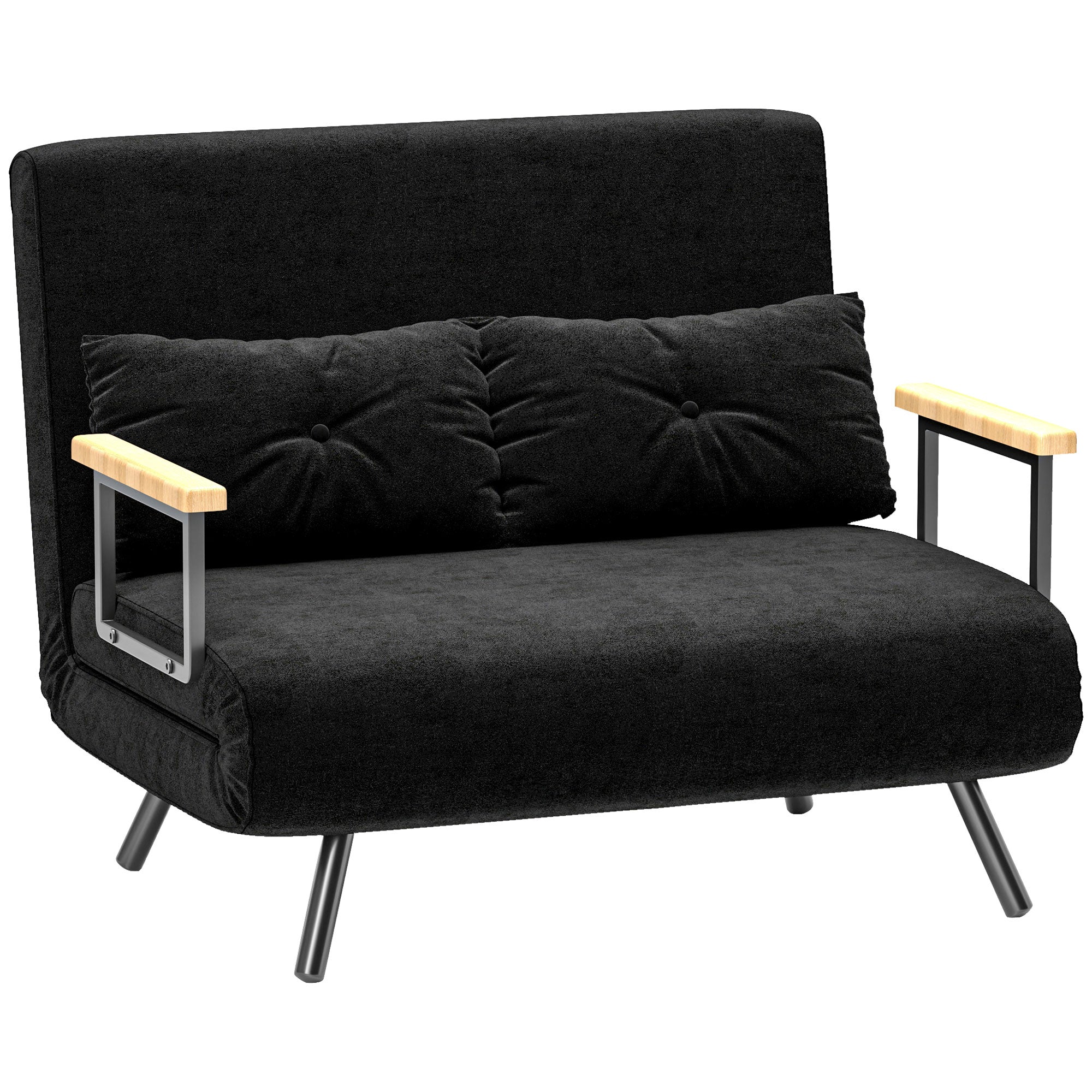 Sofá Cama Convertível em Cama de 2 Lugares 102x73x81 cm Preto