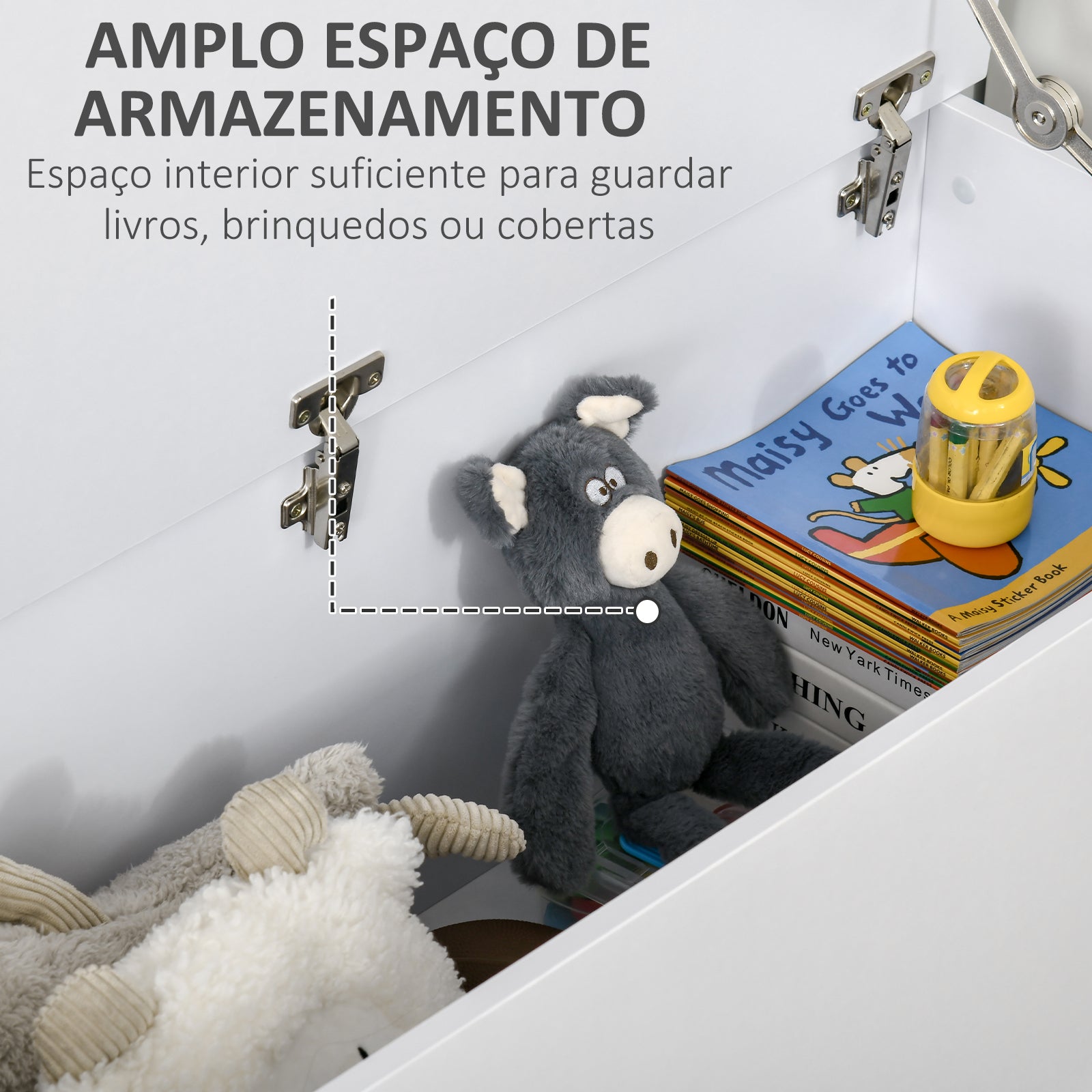 Baú de Armazenamento de Madeira Branco 100x40x40 cm