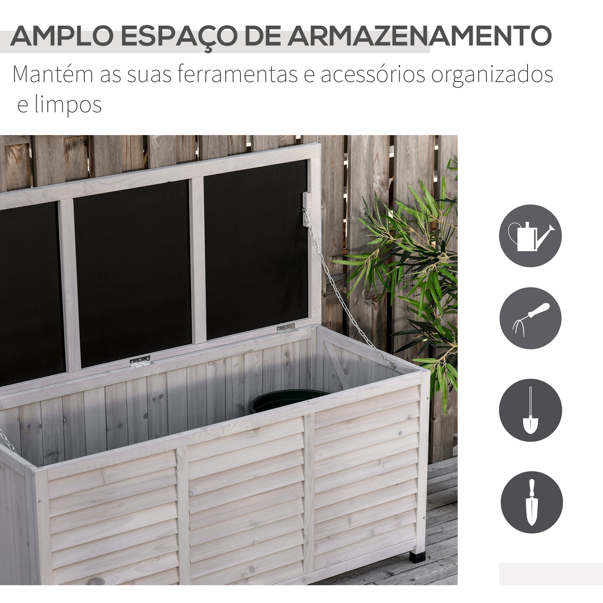Baú de Armazenamento de Jardim 127x56x60 cm - Cinzento