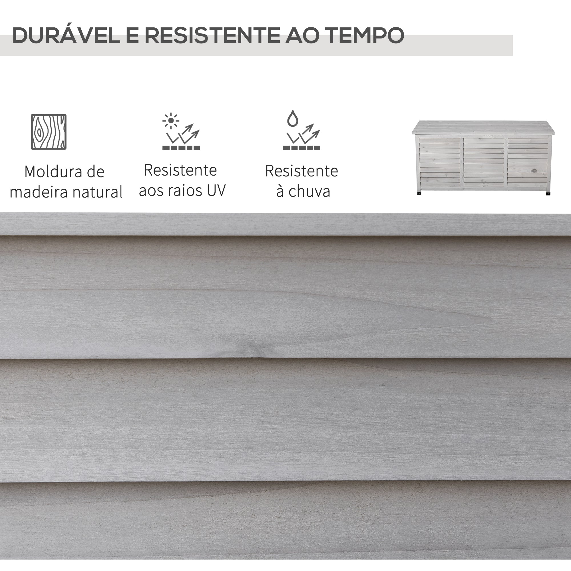 Baú de Armazenamento de Jardim 127x56x60 cm - Cinzento