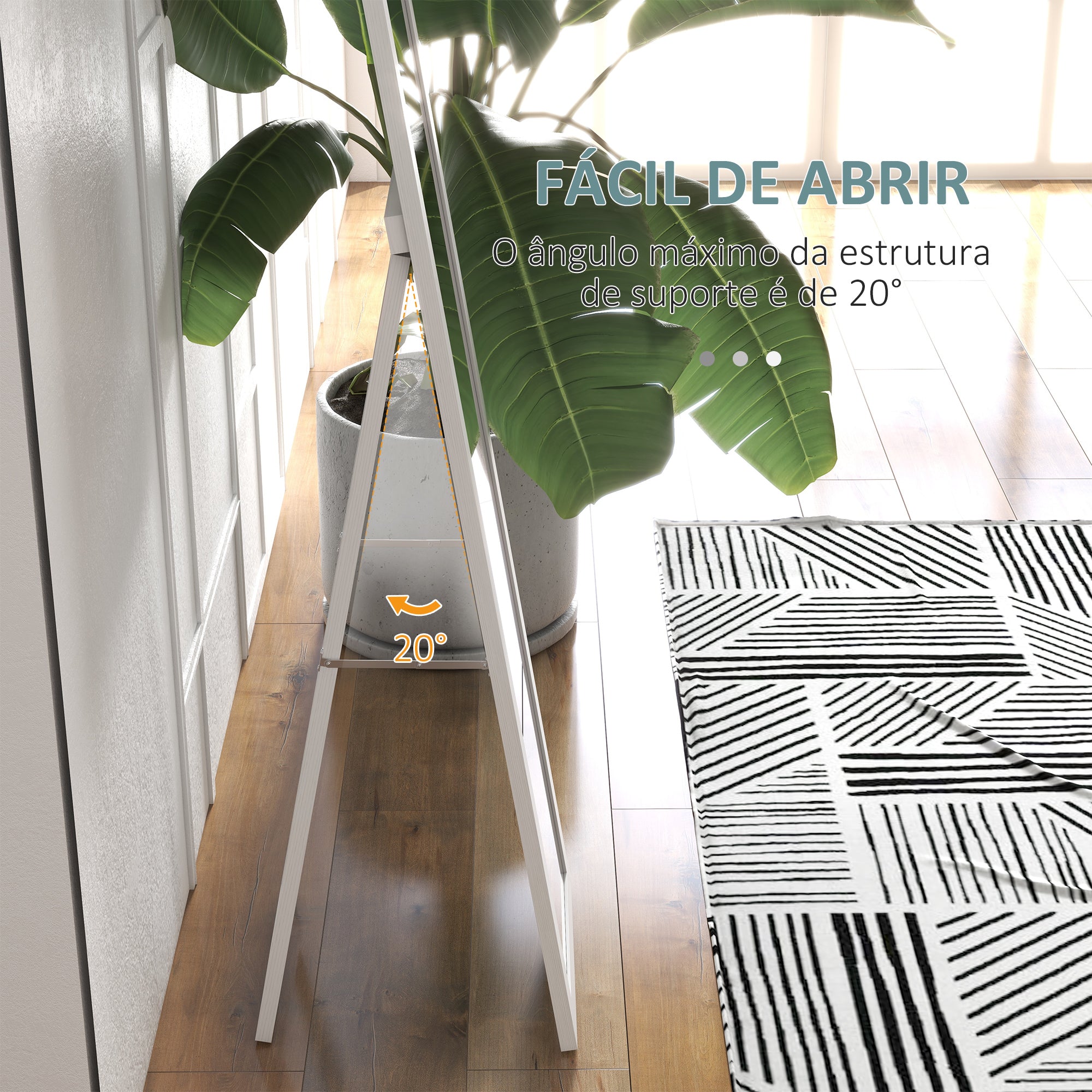 Espelho de Corpo Inteiro – 37x155 cm – Branco – MDF e Vidro