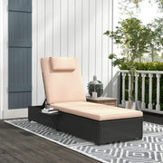 Espreguiçadeira Reclinável de Vime Sintético Preto 196x62x35 cm