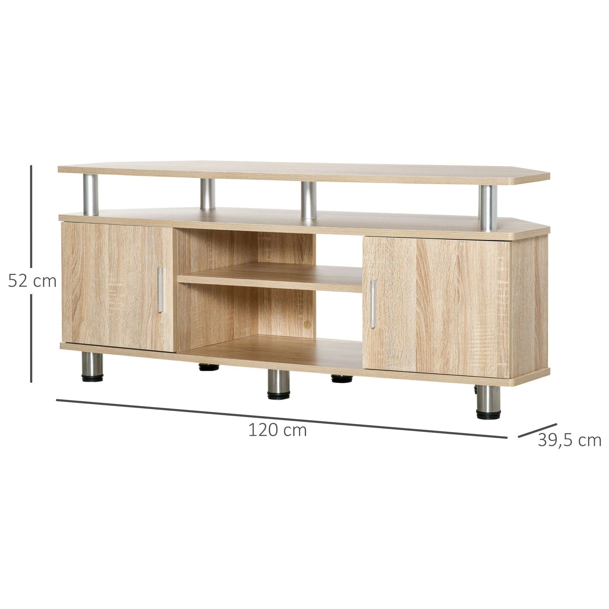 Móvel de TV Moderno com Armário 2 Portas 2 Prateleiras 120x39,5x52cm Cor de Carvalho
