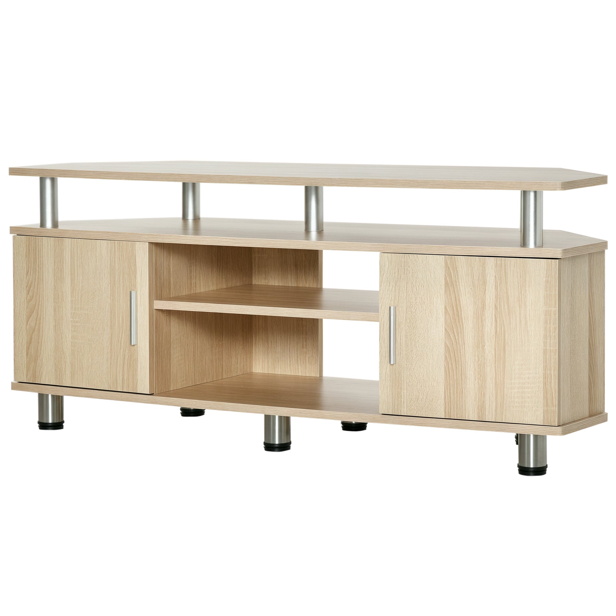 Móvel de TV Moderno com Armário 2 Portas 2 Prateleiras 120x39,5x52cm Cor de Carvalho