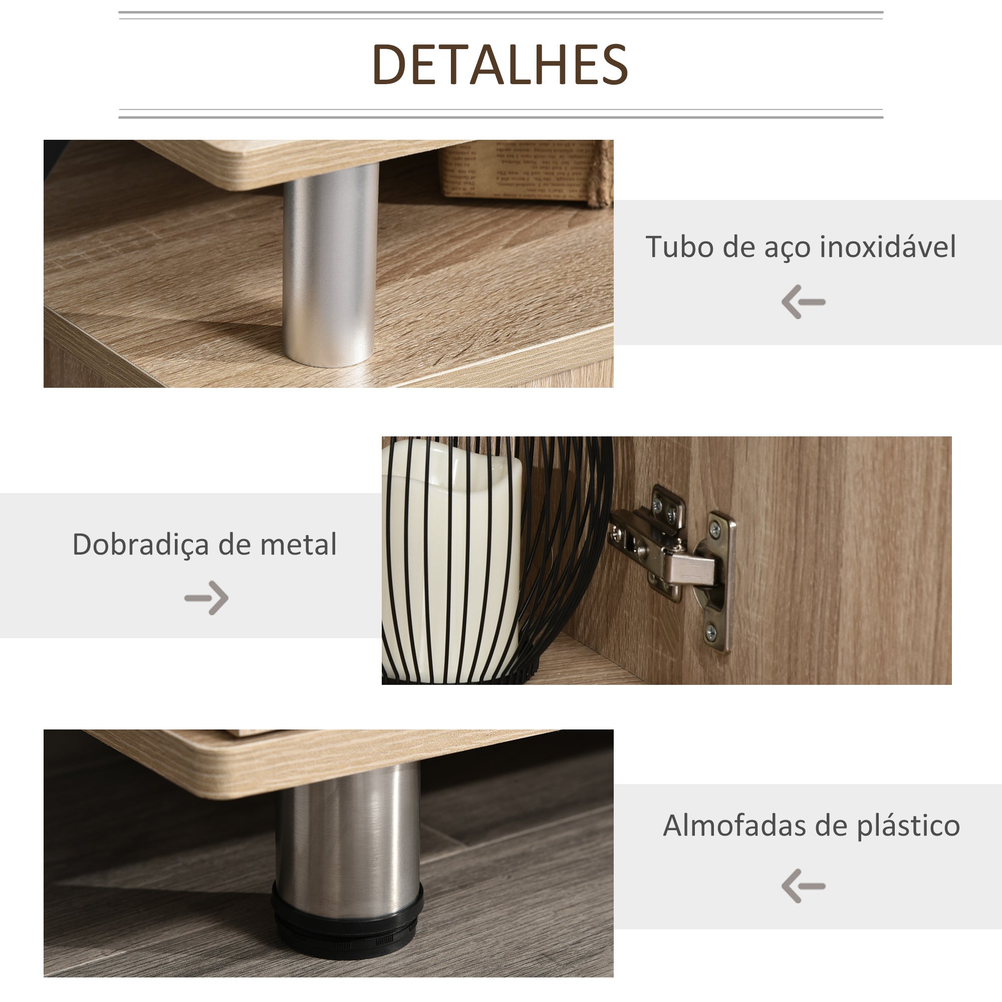 Móvel de TV Moderno com Armário 2 Portas 2 Prateleiras 120x39,5x52cm Cor de Carvalho