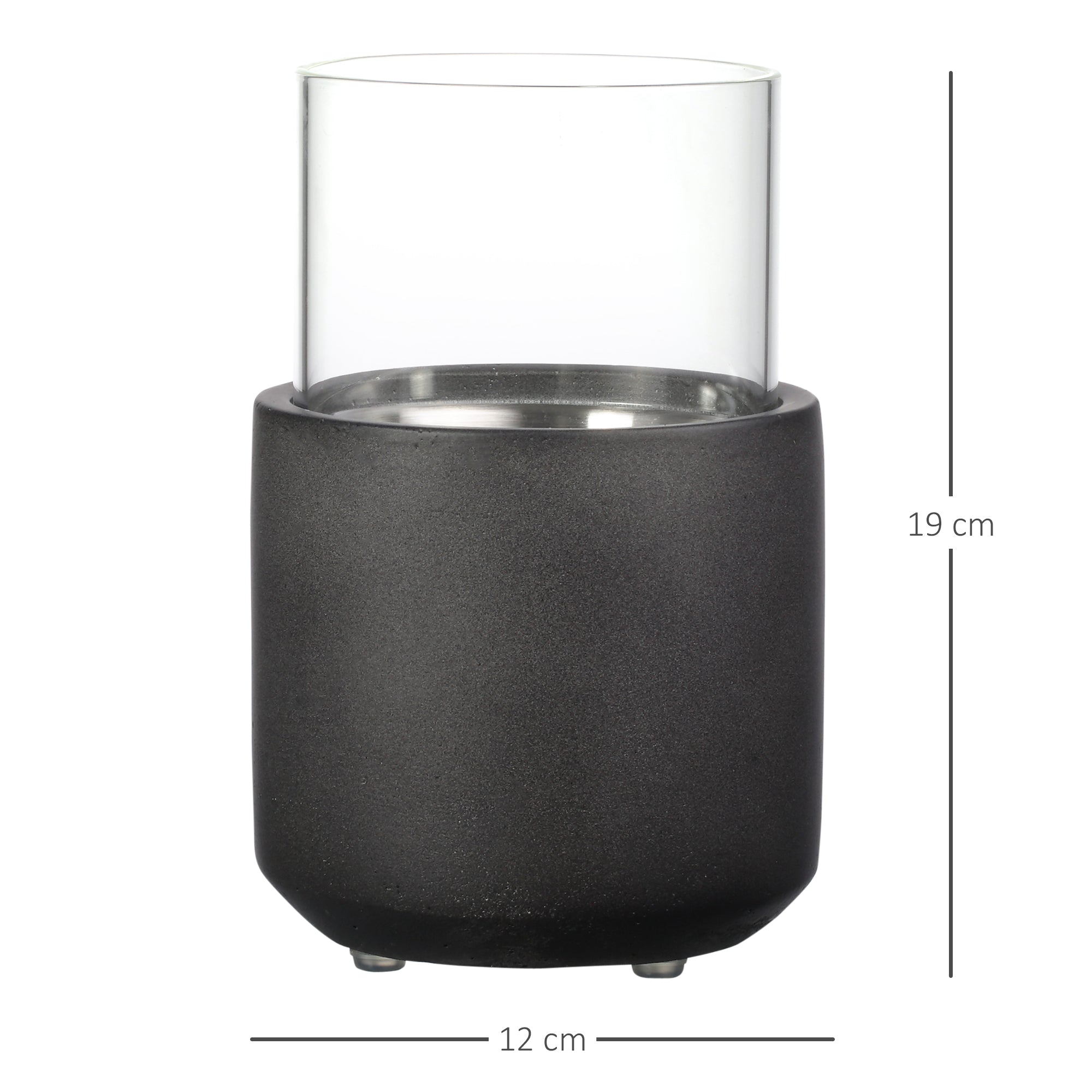 Lareira de Mesa Bioetanol 12x12x19cm Cinza Escuro