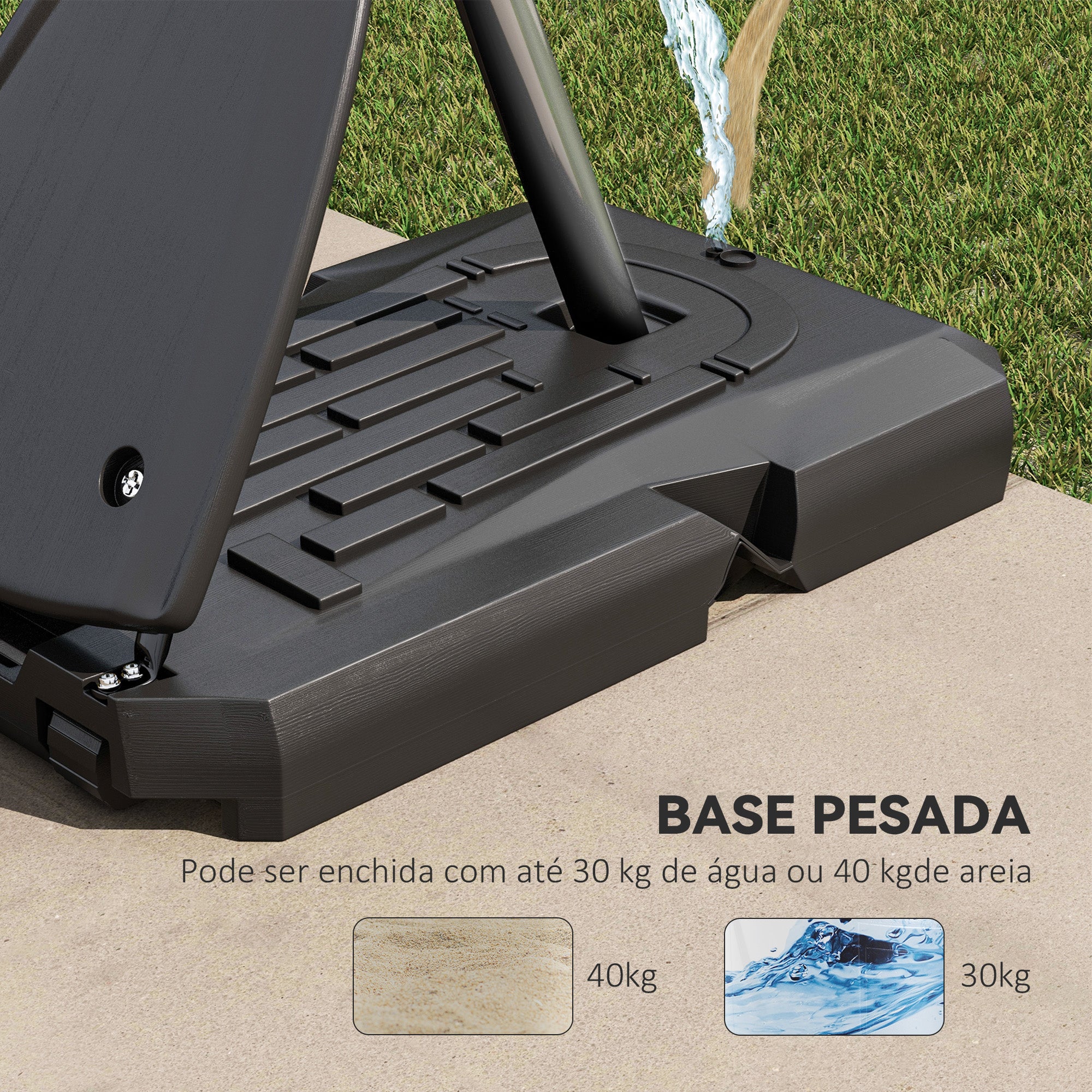 Tabela de Basquetebol com Altura Ajustável 293-350 cm – Preto e Vermelho – Aço, PC e PE