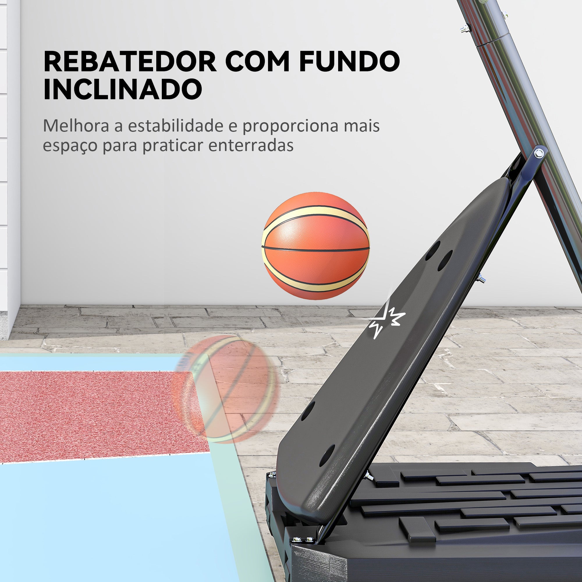 Tabela de Basquetebol com Altura Ajustável 293-350 cm – Preto e Vermelho – Aço, PC e PE
