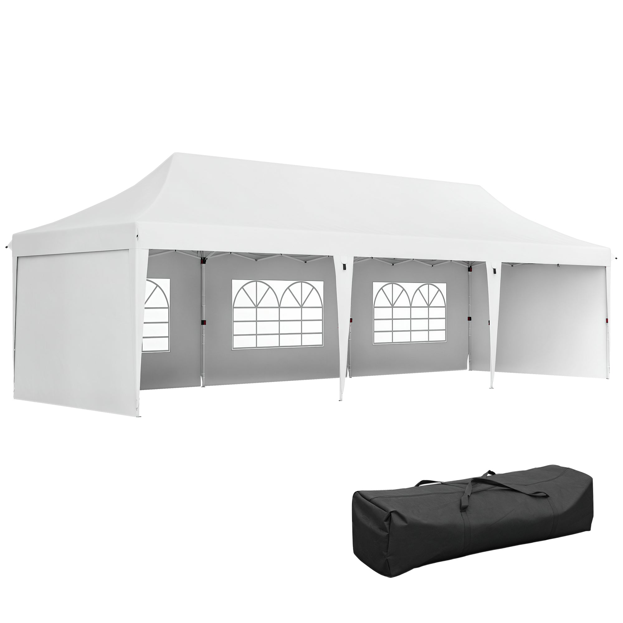 Tenda Dobrável Branca 876x294x310 cm com Altura Ajustável
