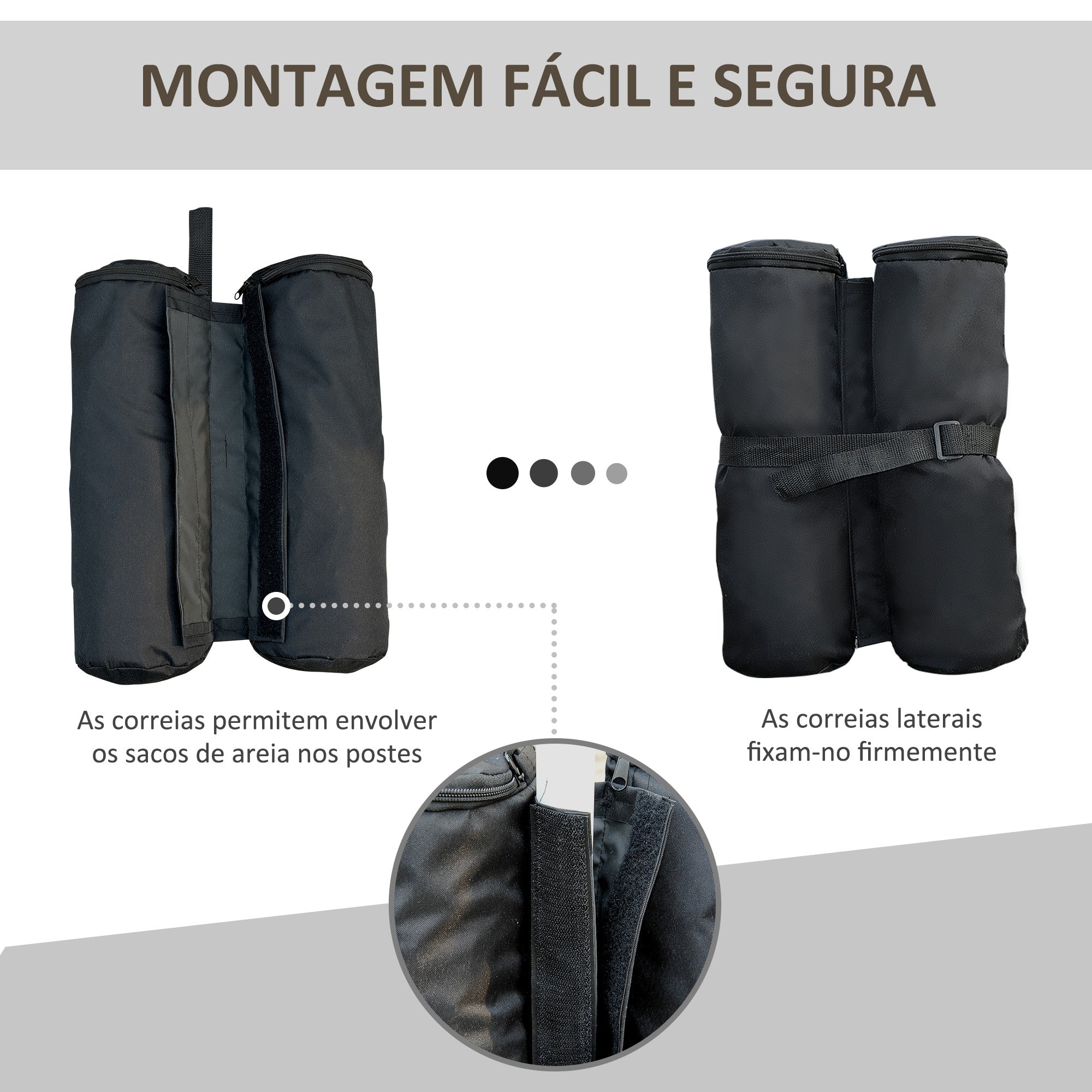 Pack 4 Pesos para Carpas Sacos de Lastro 14x14x42 cm Preto