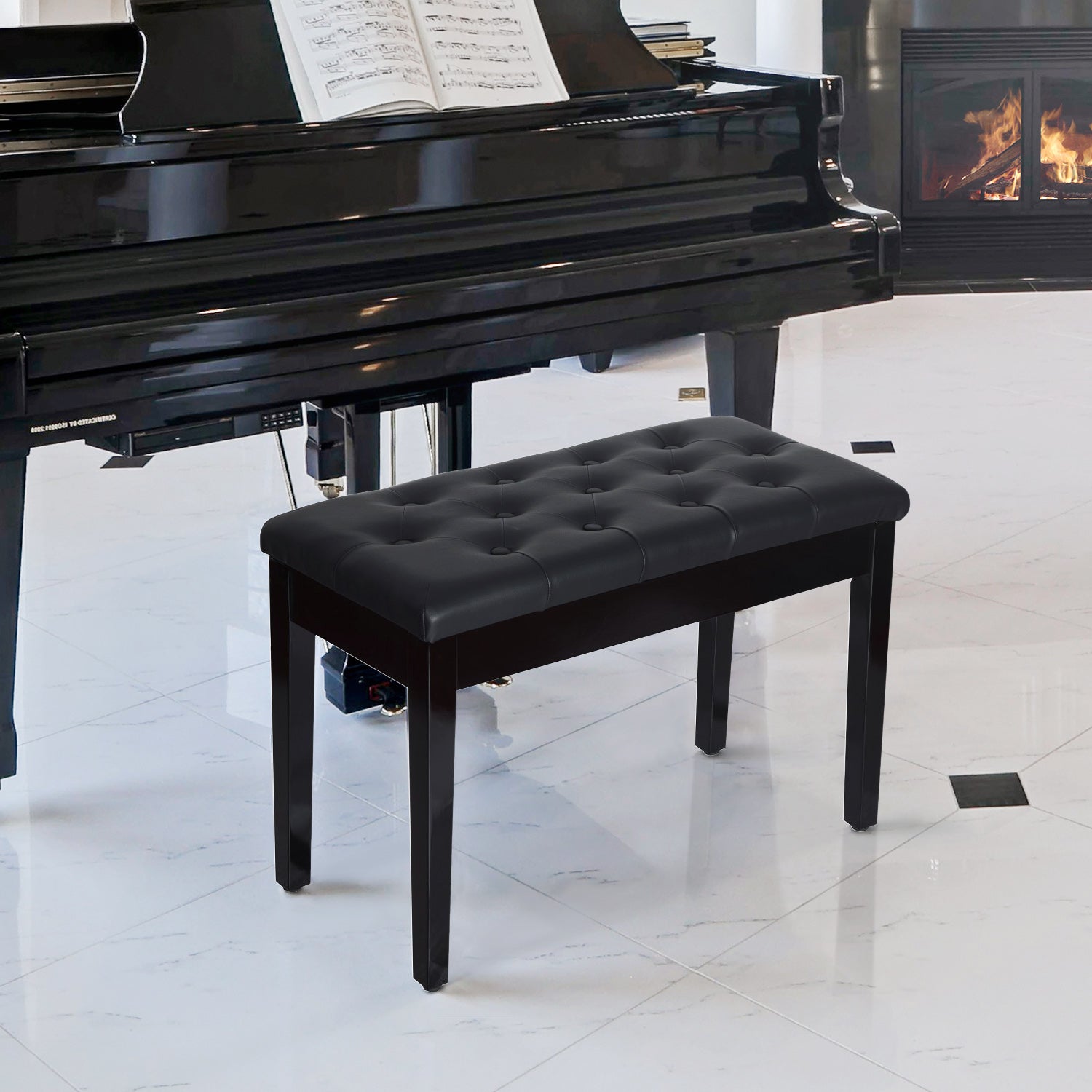 Banco para Piano com Espaço de Armazenamento 76x36x50cm Preto