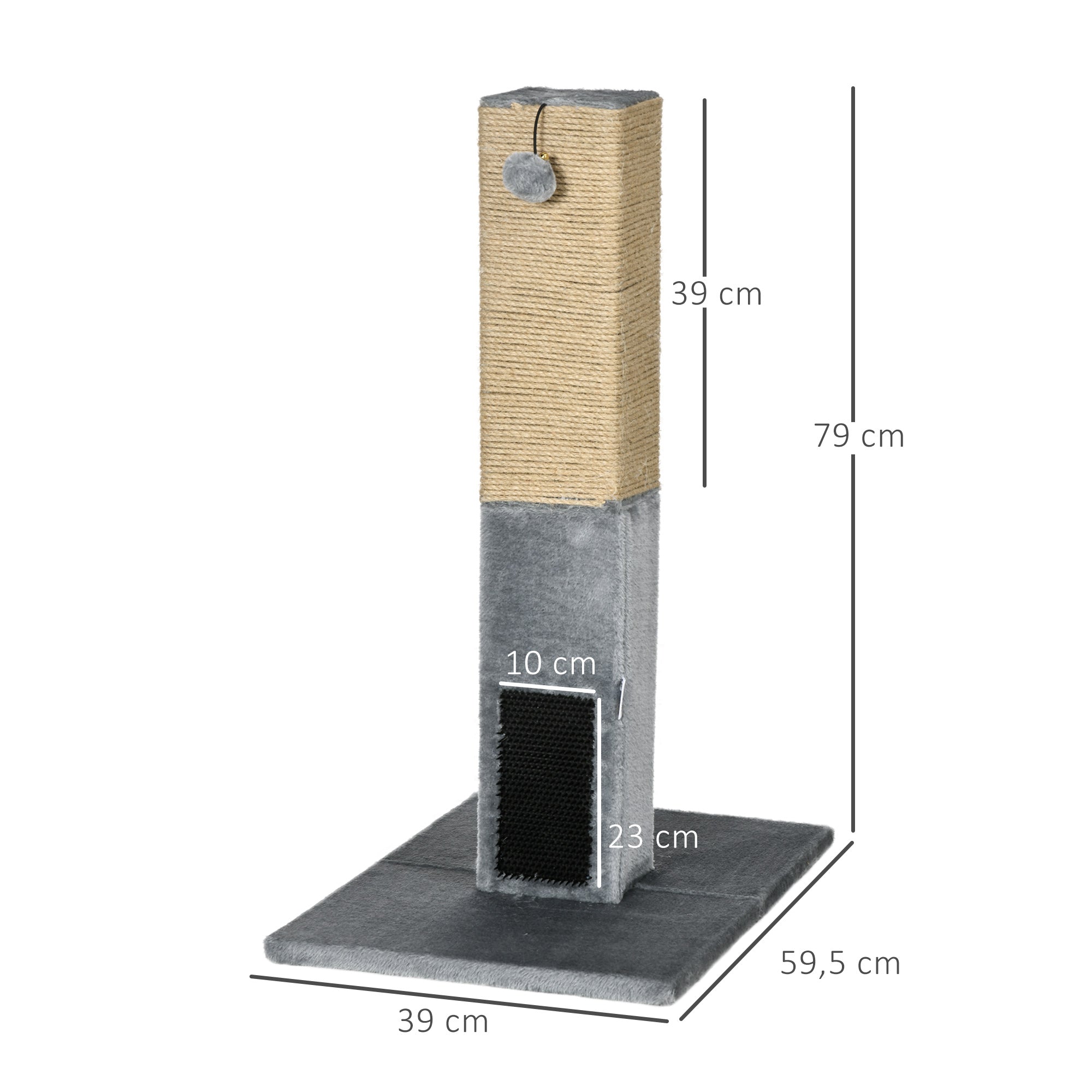 Poste Arranhador para Gatos 59,5x39x79 cm Cinza - Diversão e Conforto para seu Felino