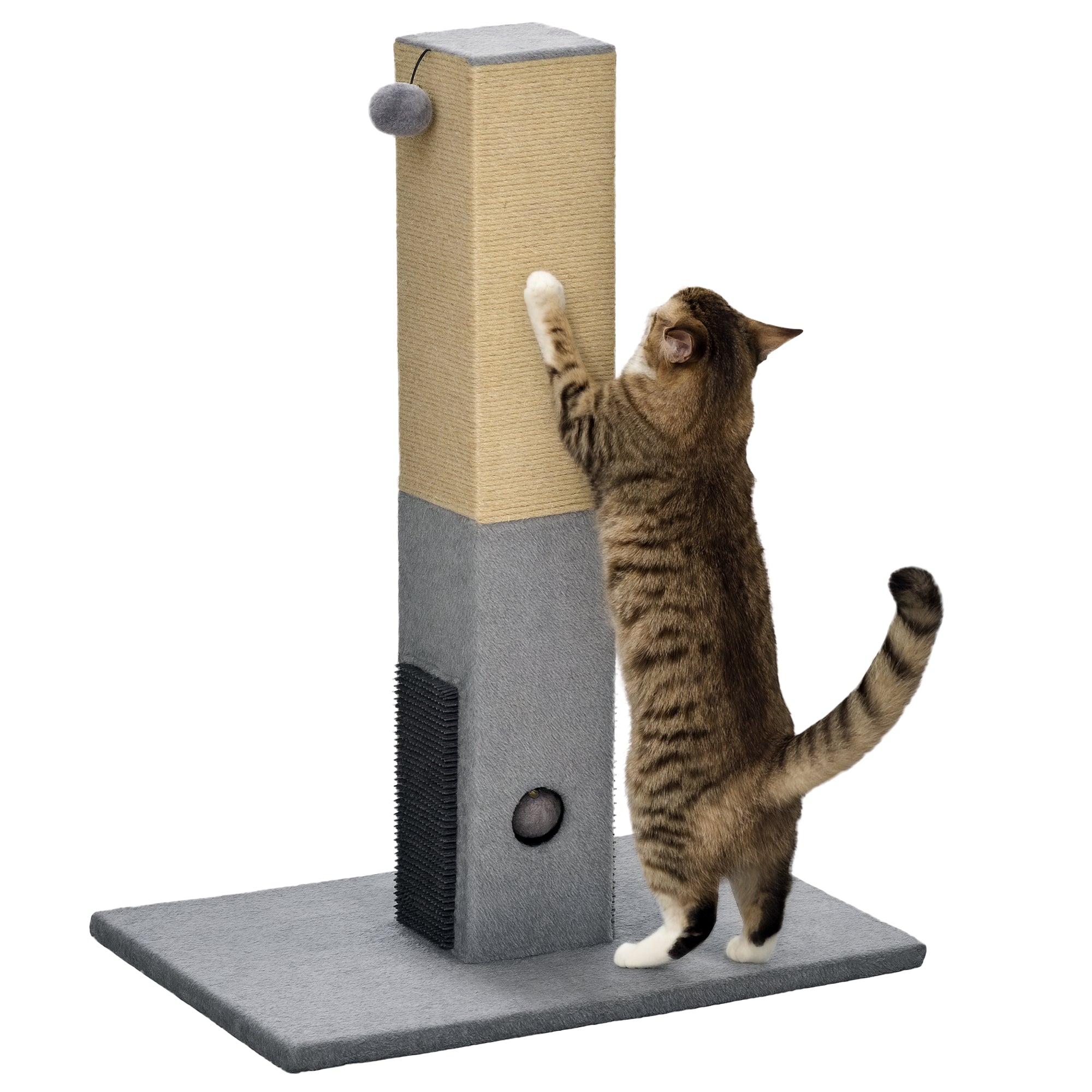 Poste Arranhador para Gatos 59,5x39x79 cm Cinza - Diversão e Conforto para seu Felino