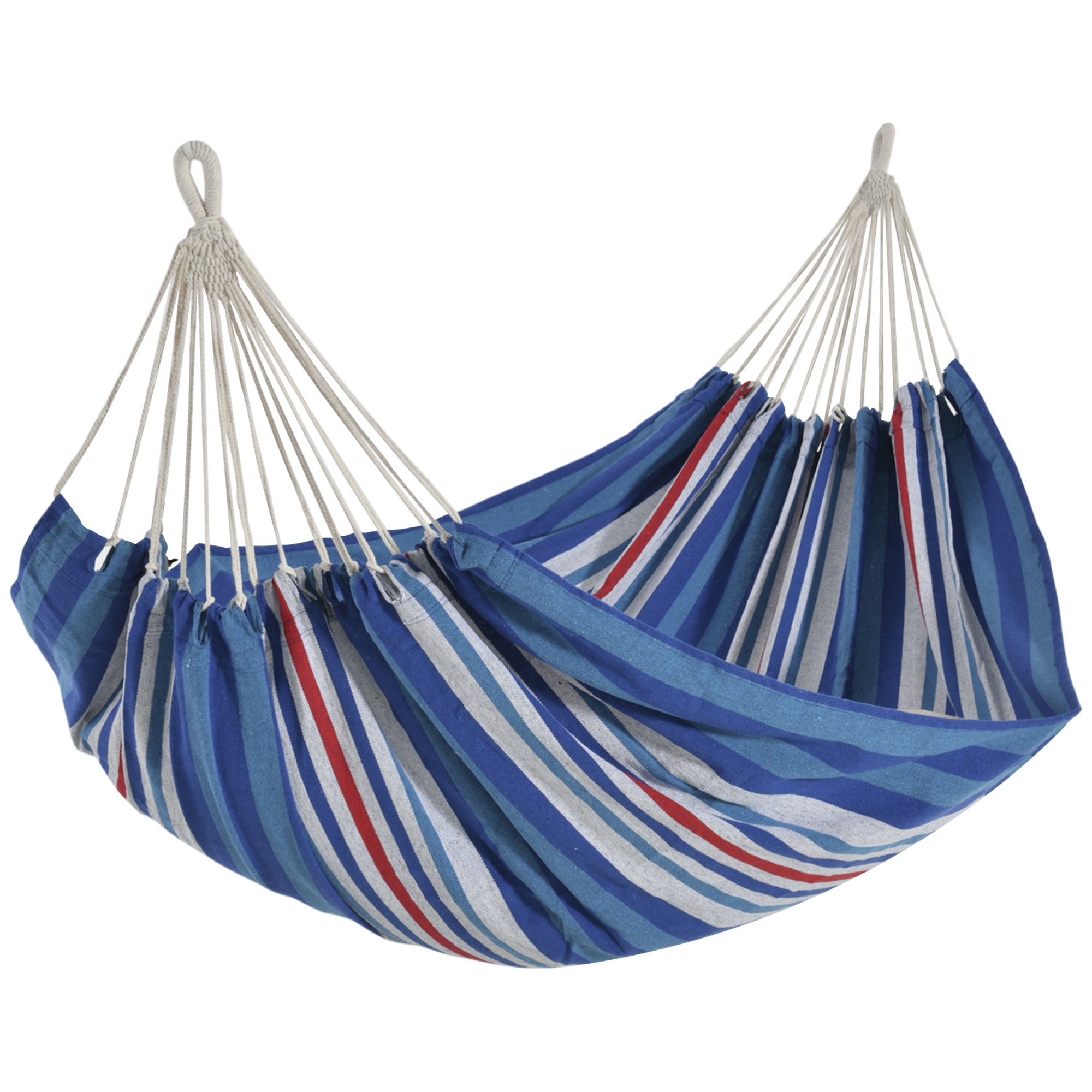 Cama Rede para Campismo e Jardim 210x150cm Azul e Vermelho