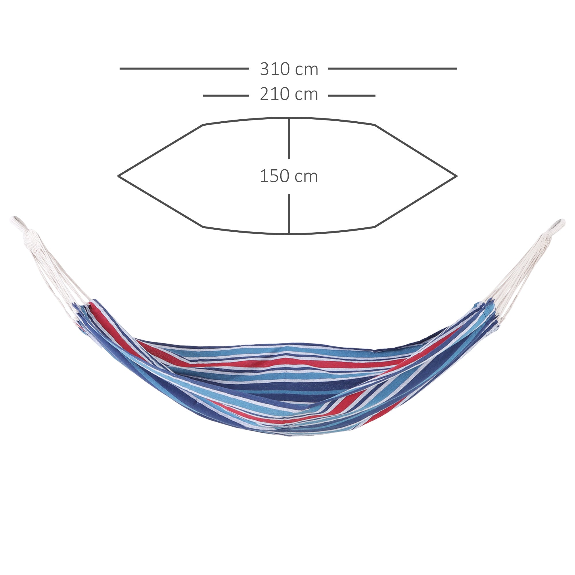 Cama Rede para Campismo e Jardim 210x150cm Azul e Vermelho