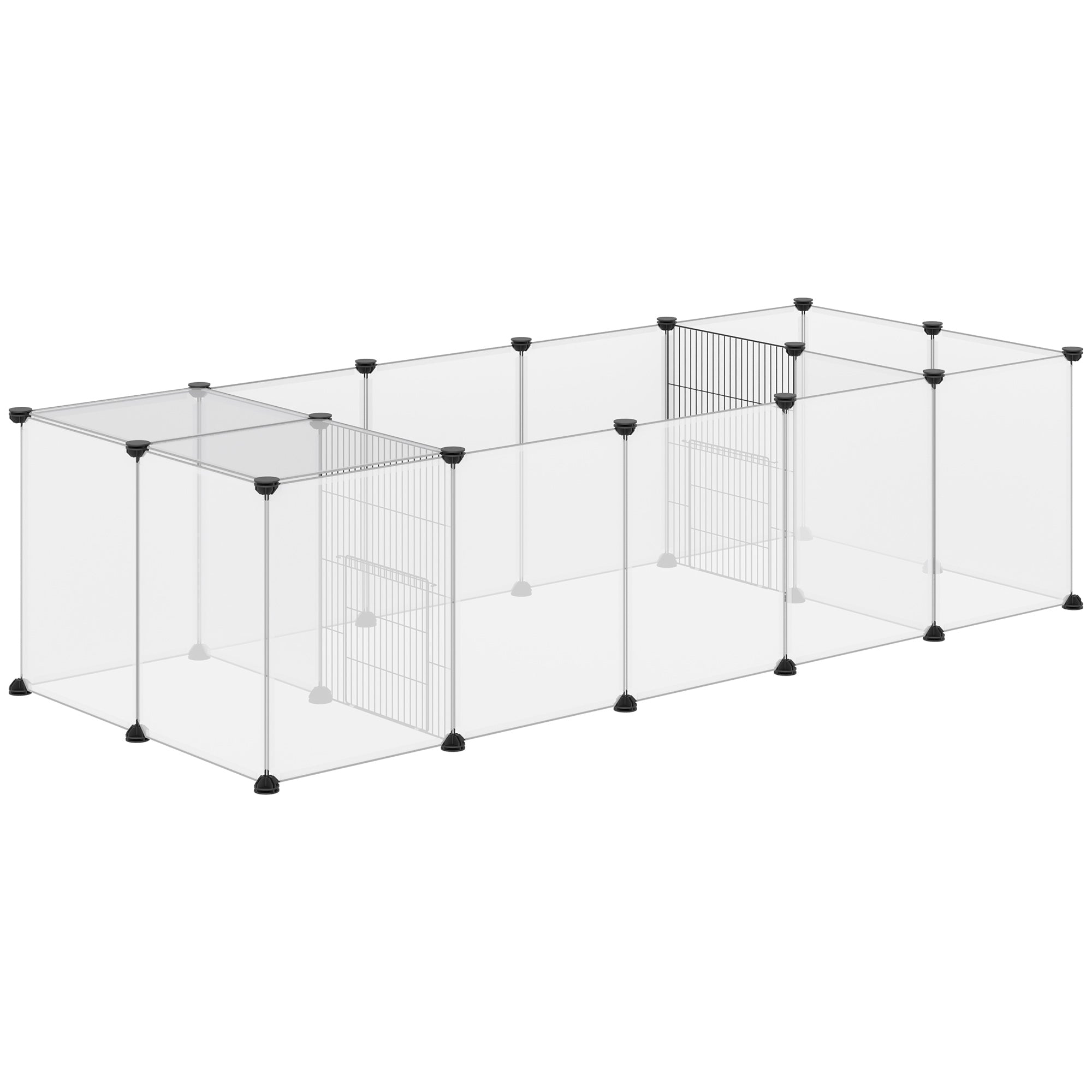 Recinto Modular para Pequenos Animais 175x70x45 cm Translúcido e Preto