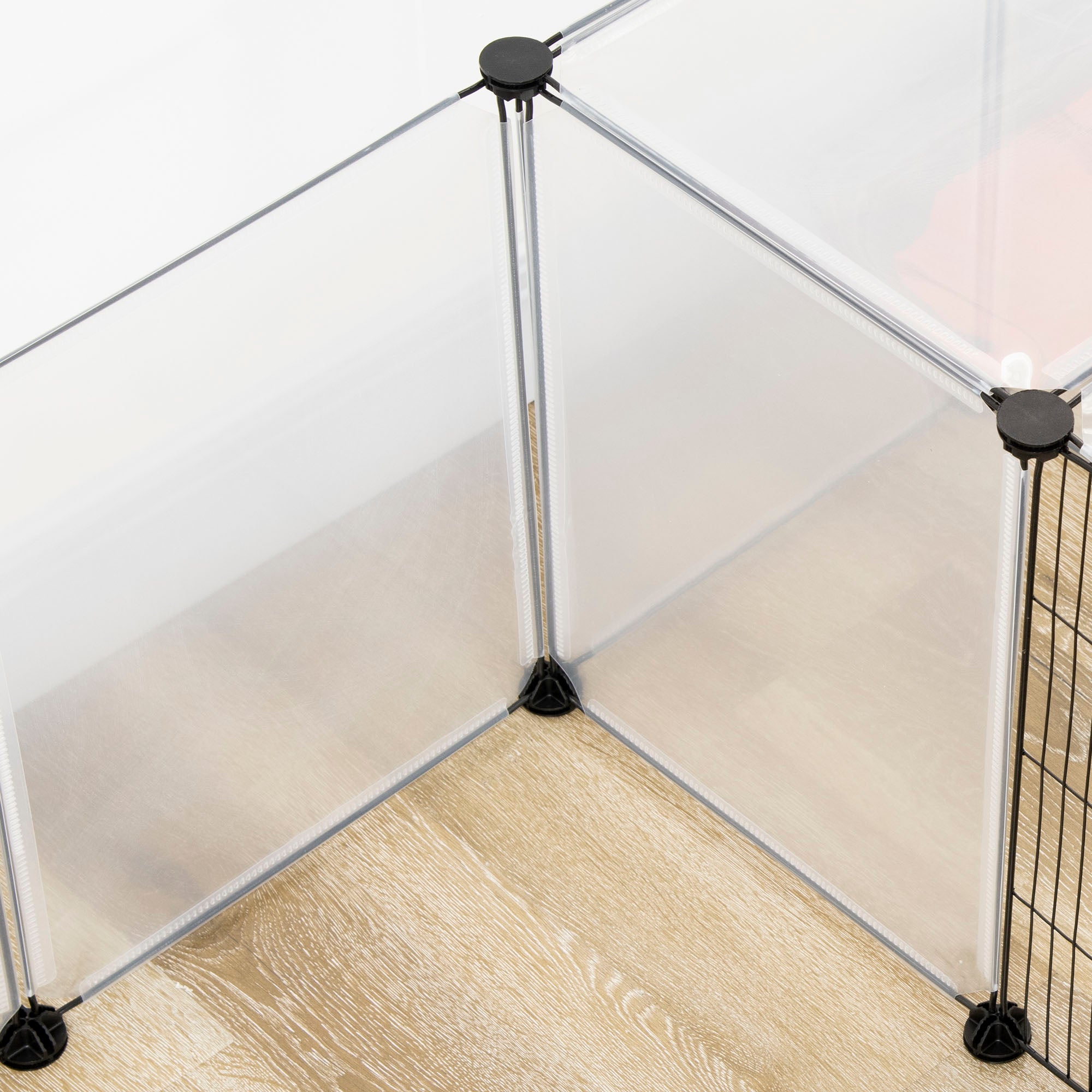 Recinto Modular para Pequenos Animais 175x70x45 cm Translúcido e Preto