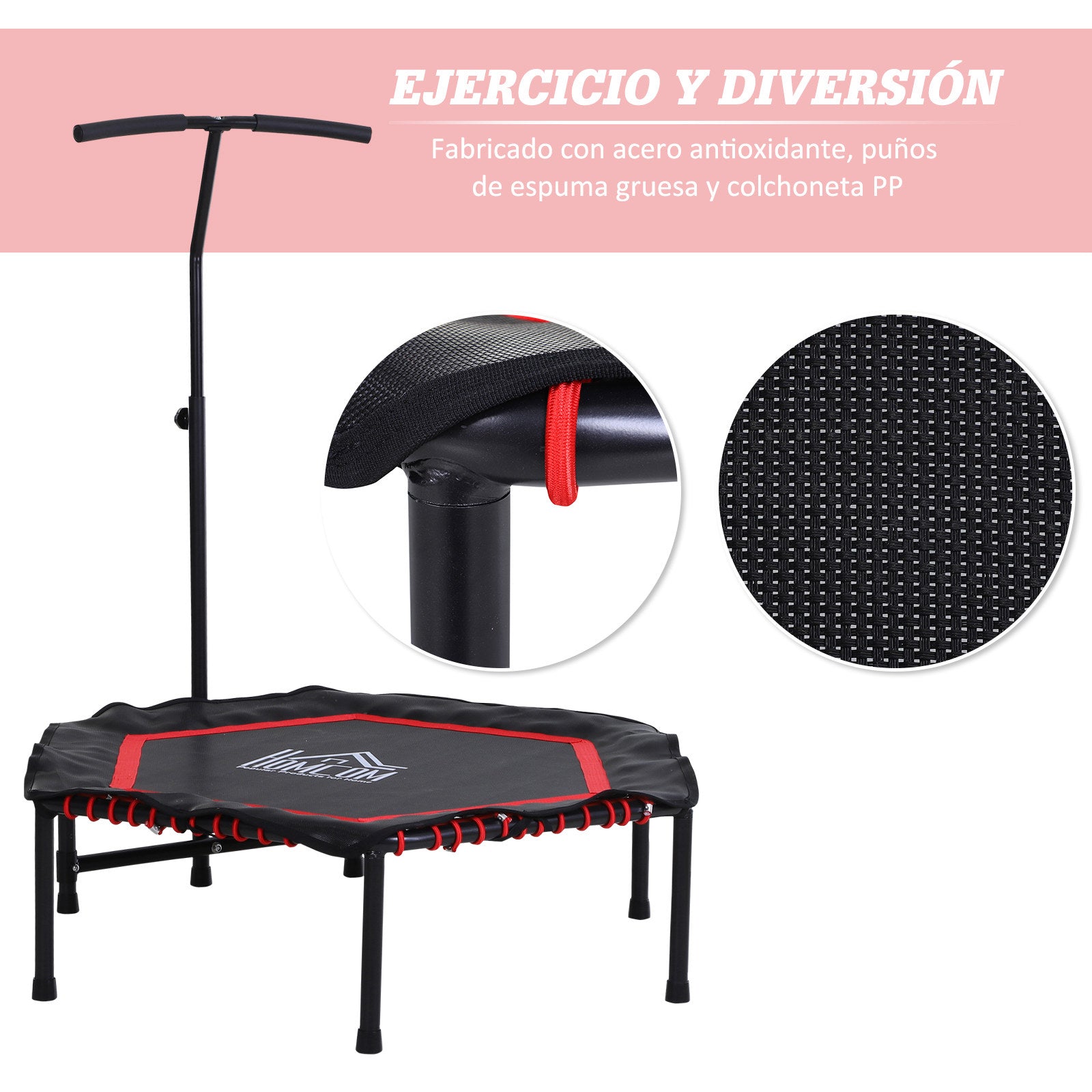 Trampolim de Fitness Hexagonal Φ122x(122/130/138) cm Vermelho