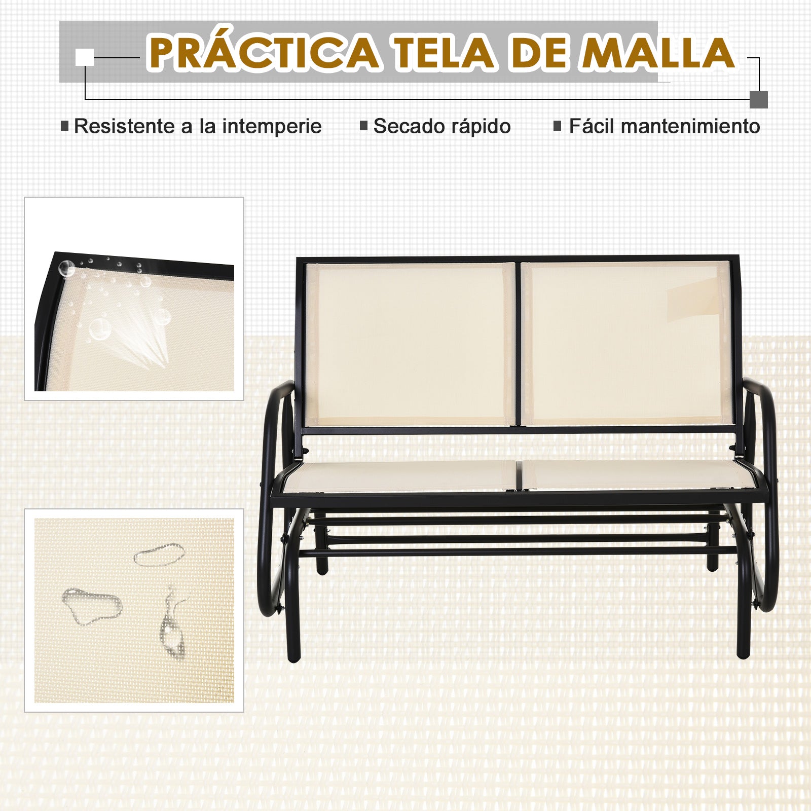 Baloiço de Jardim 2 Lugares Creme 120x70x85 cm